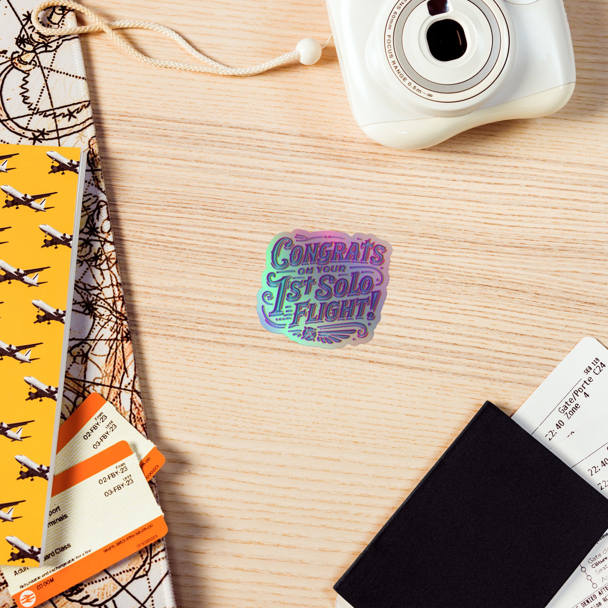 Congrats on your 1st Solo Flight (purple) holographic sticker