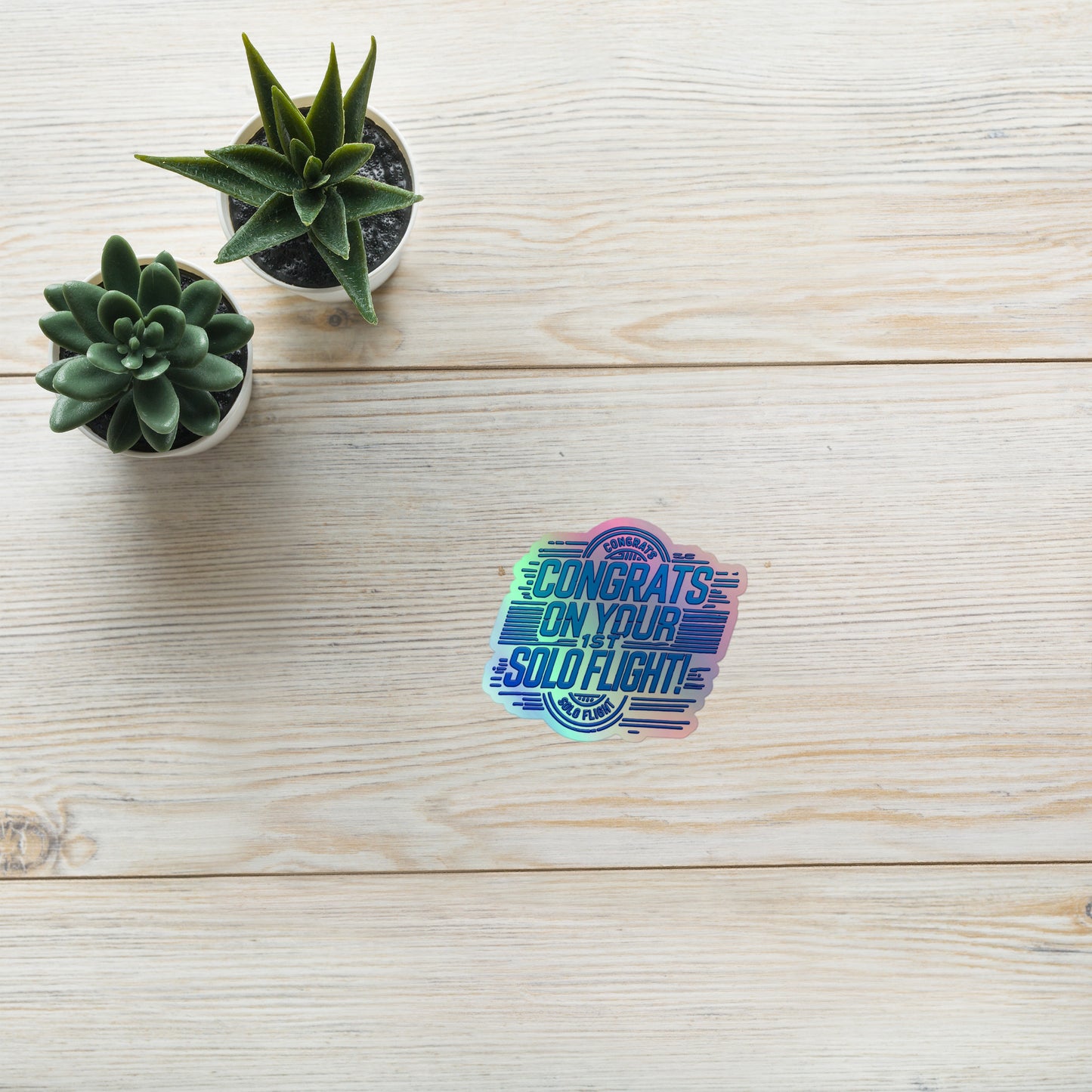 Congrats on your 1st Solo Flight! (v2. blue) holographic sticker