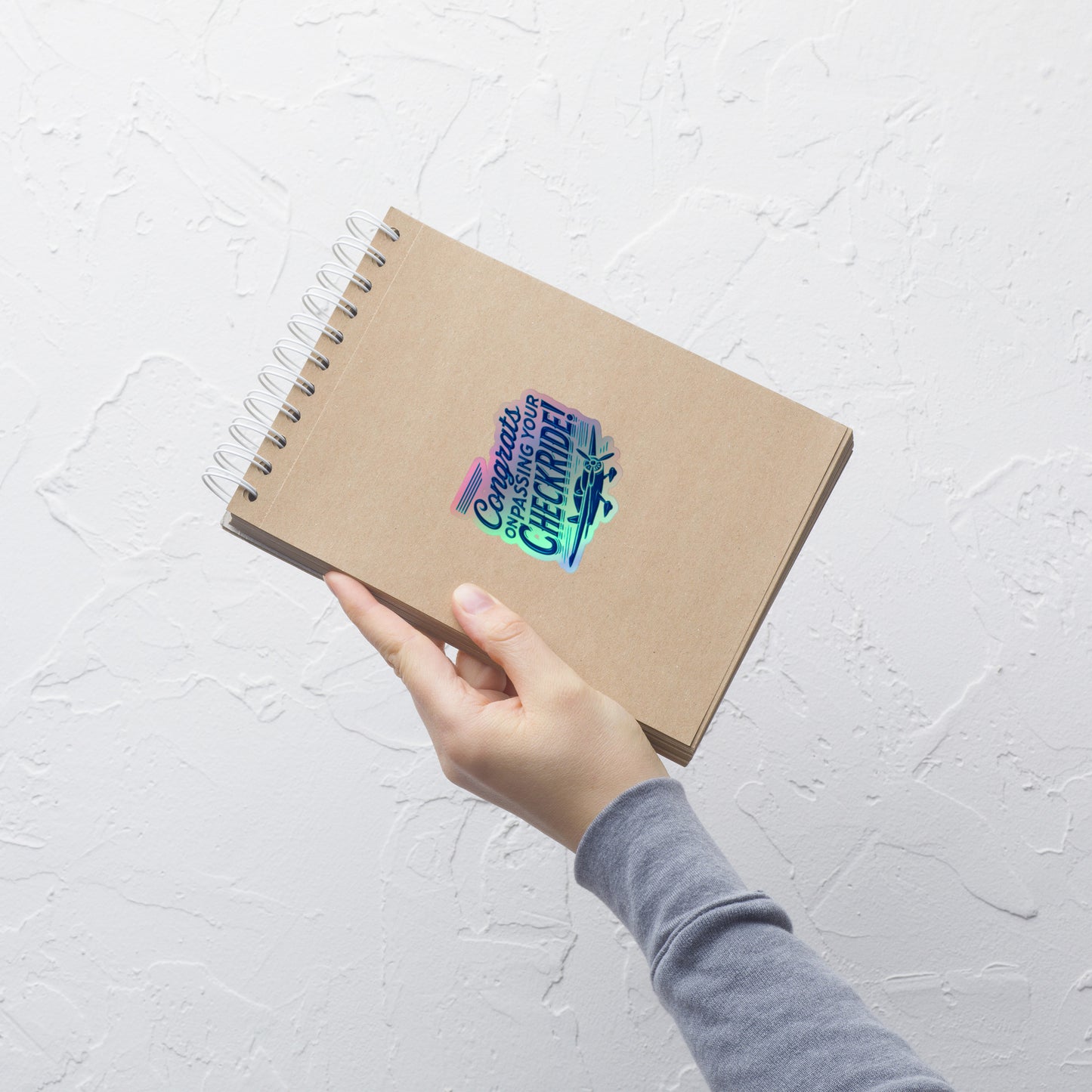 Congrats on passing your checkride! (v1. blue) holographic sticker