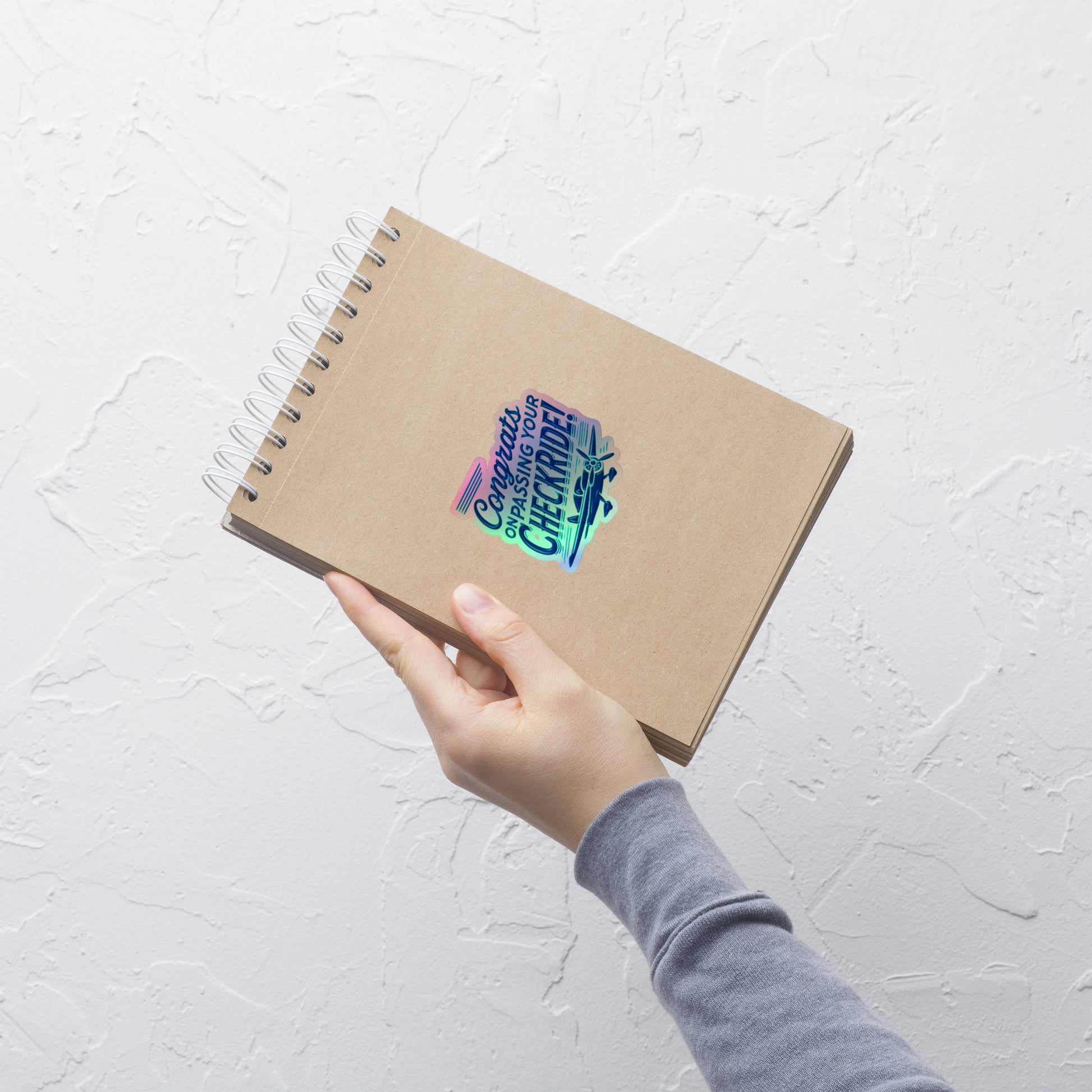 Congrats on passing your checkride! (v1. blue) holographic sticker