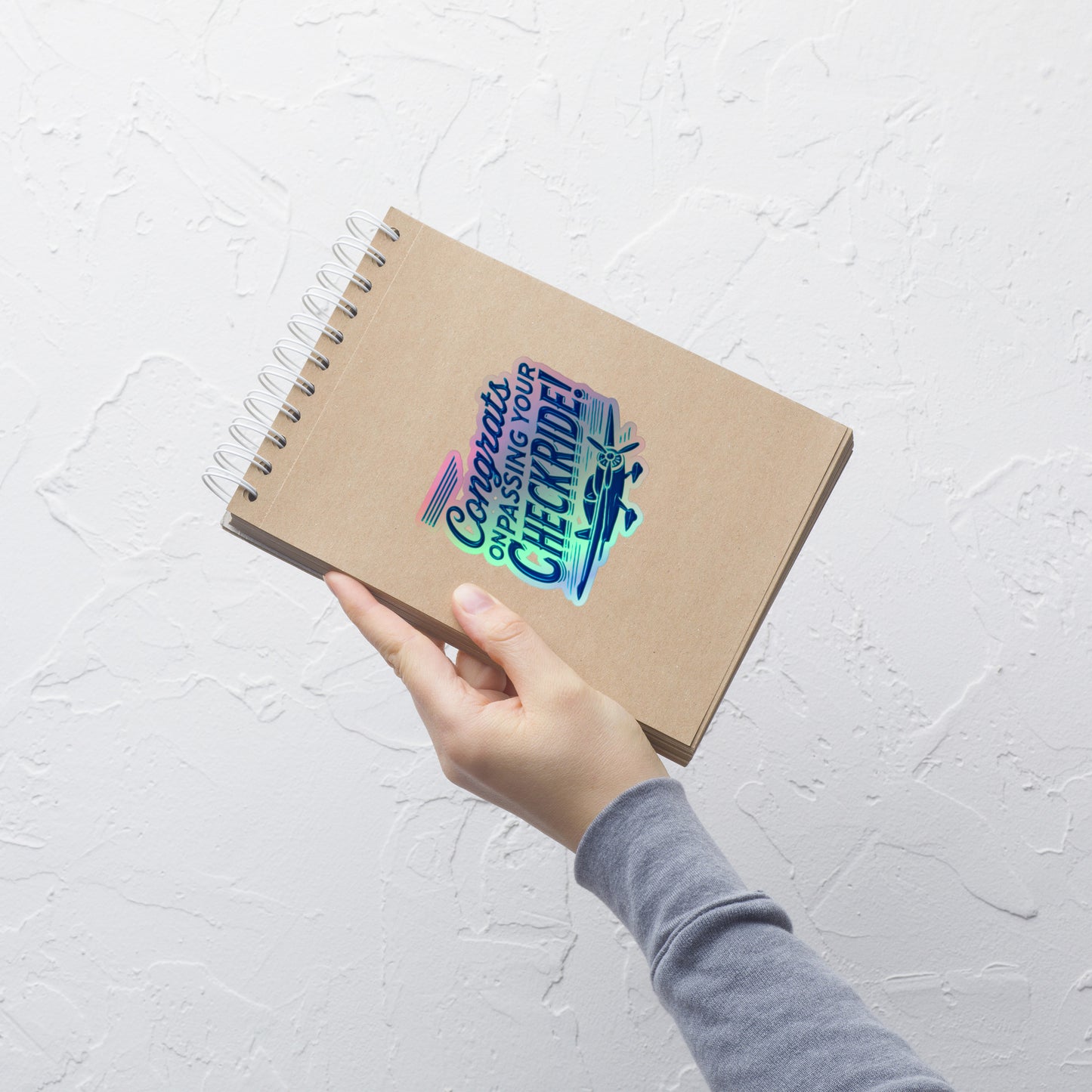 Congrats on passing your checkride! (v1. blue) holographic sticker