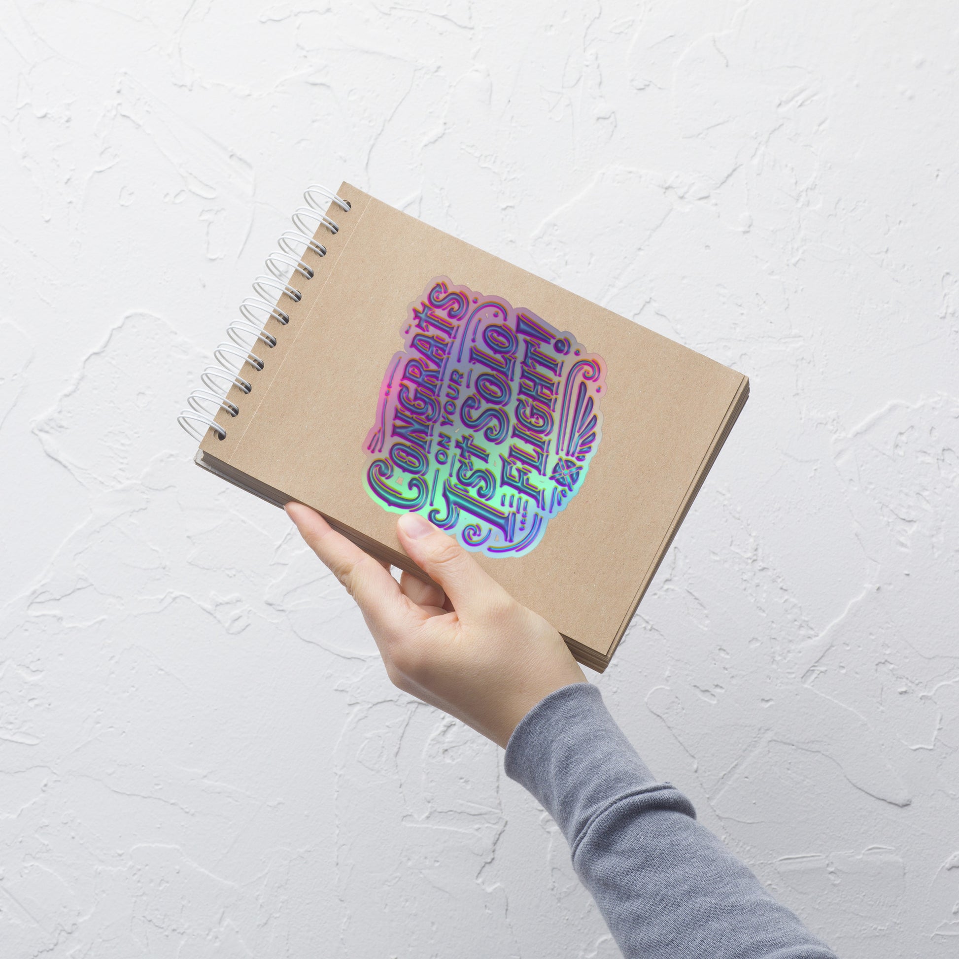 Congrats on your 1st Solo Flight (purple) holographic sticker