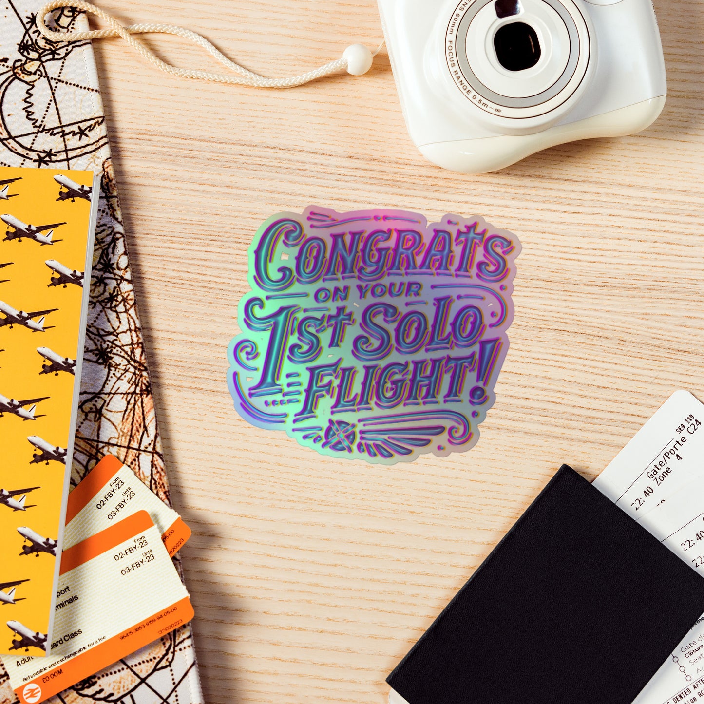 Congrats on your 1st Solo Flight (purple) holographic sticker