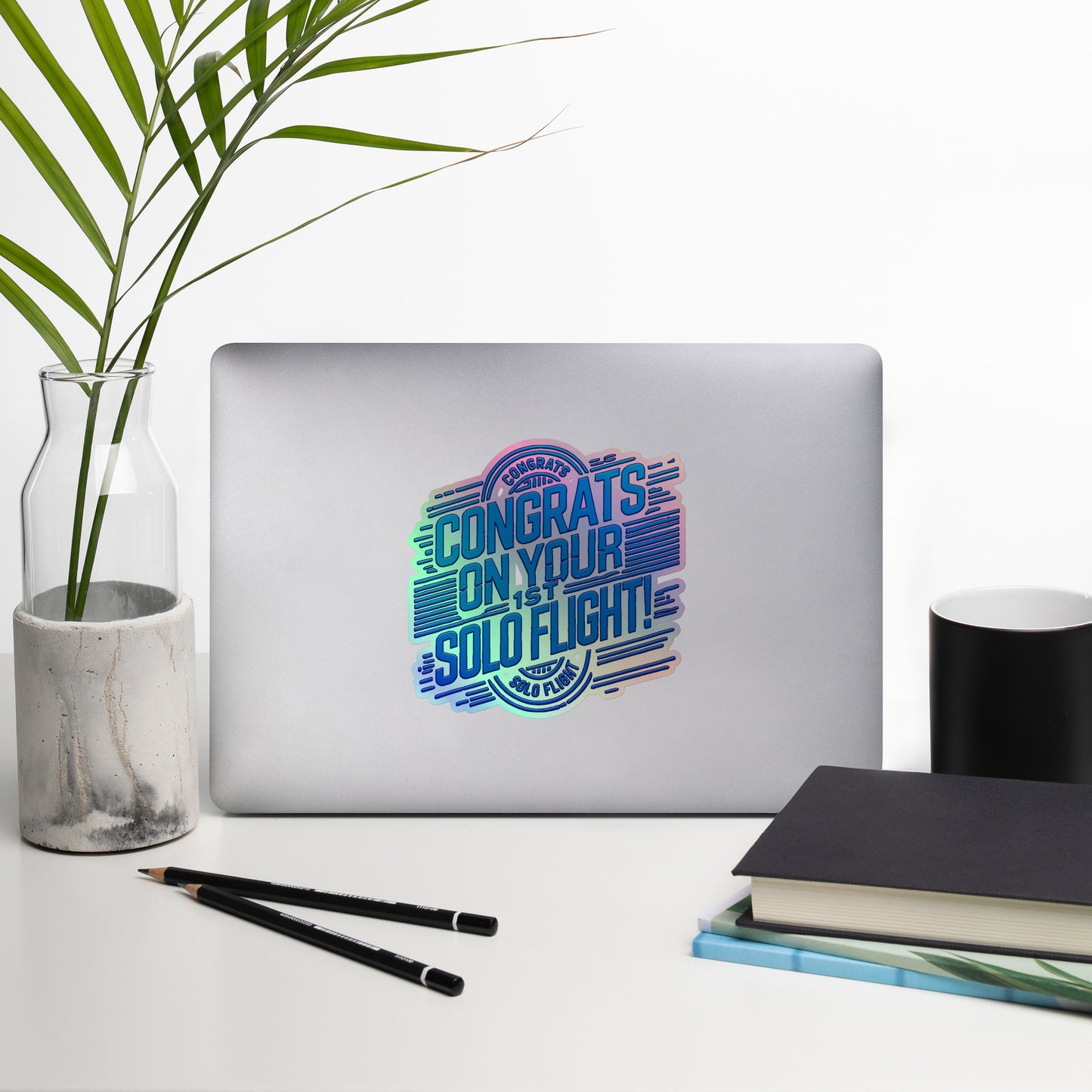 Congrats on your 1st Solo Flight! (v2. blue) holographic sticker
