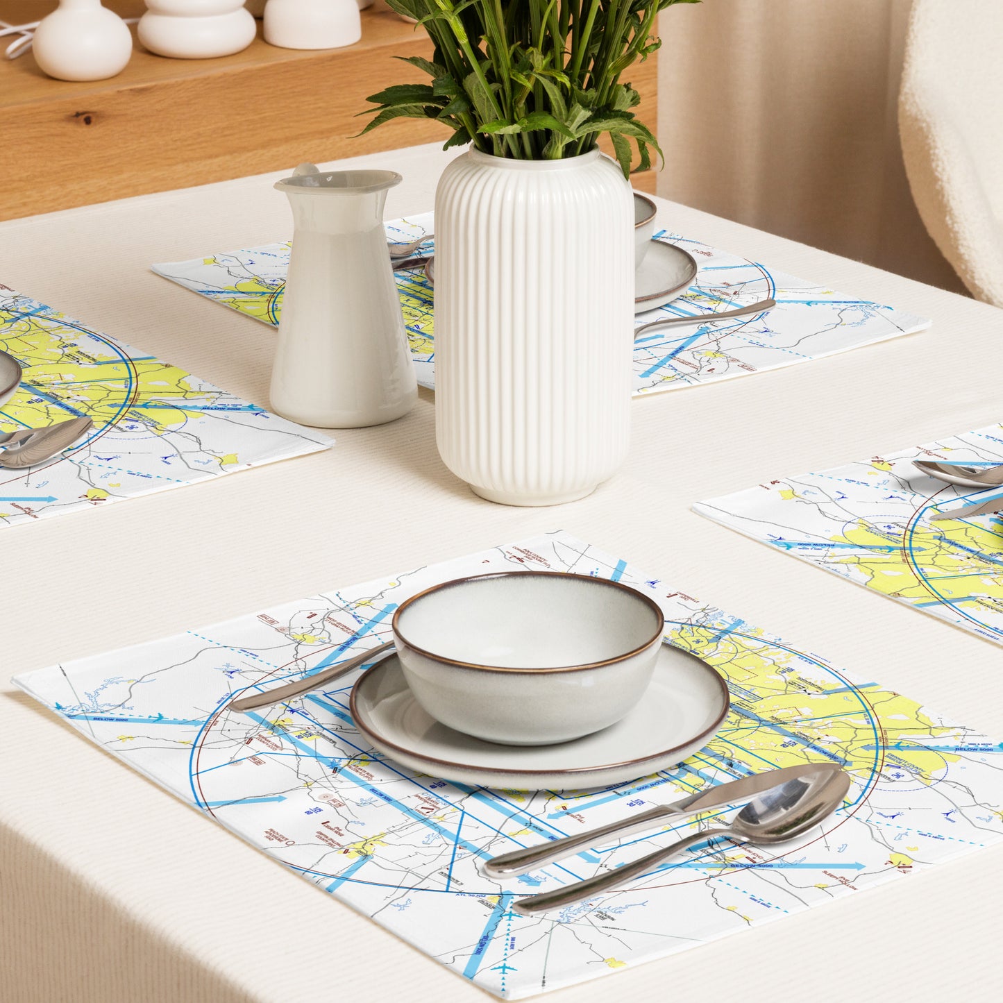 Atlanta Flyway Chart kitchen placemat set of 4