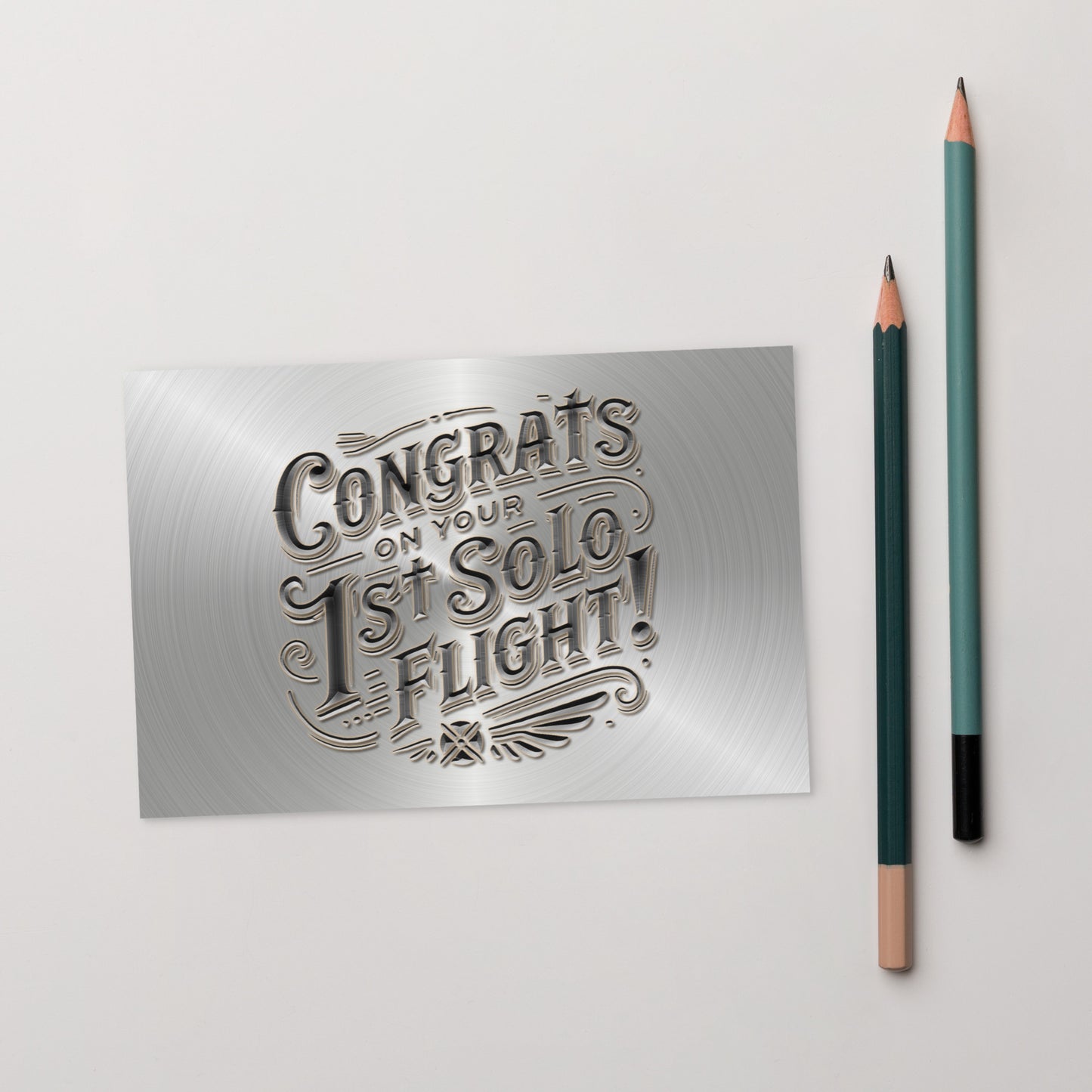 Congrats on your 1st Solo Flight! postcard (metal)