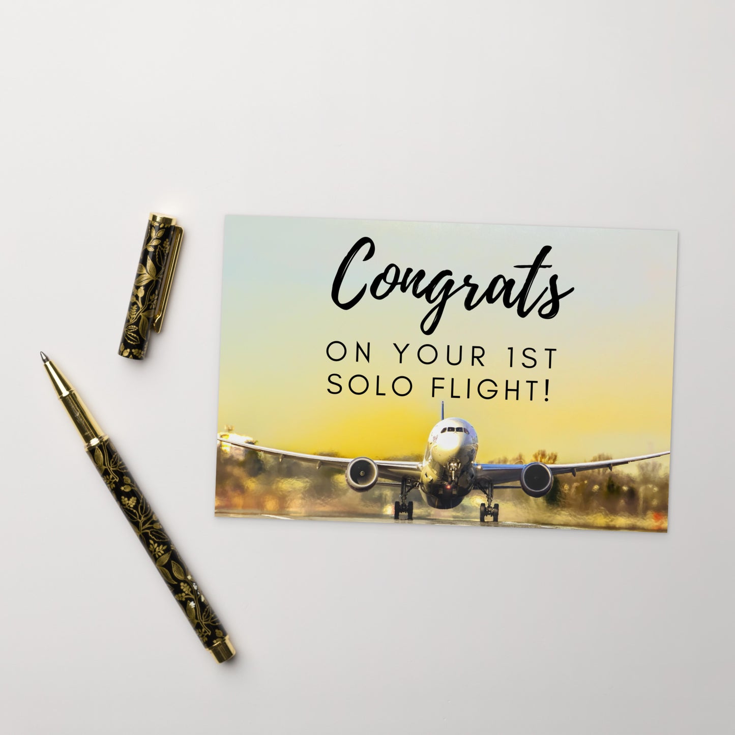 Congrats on your 1st Solo Flight! postcard (jet)