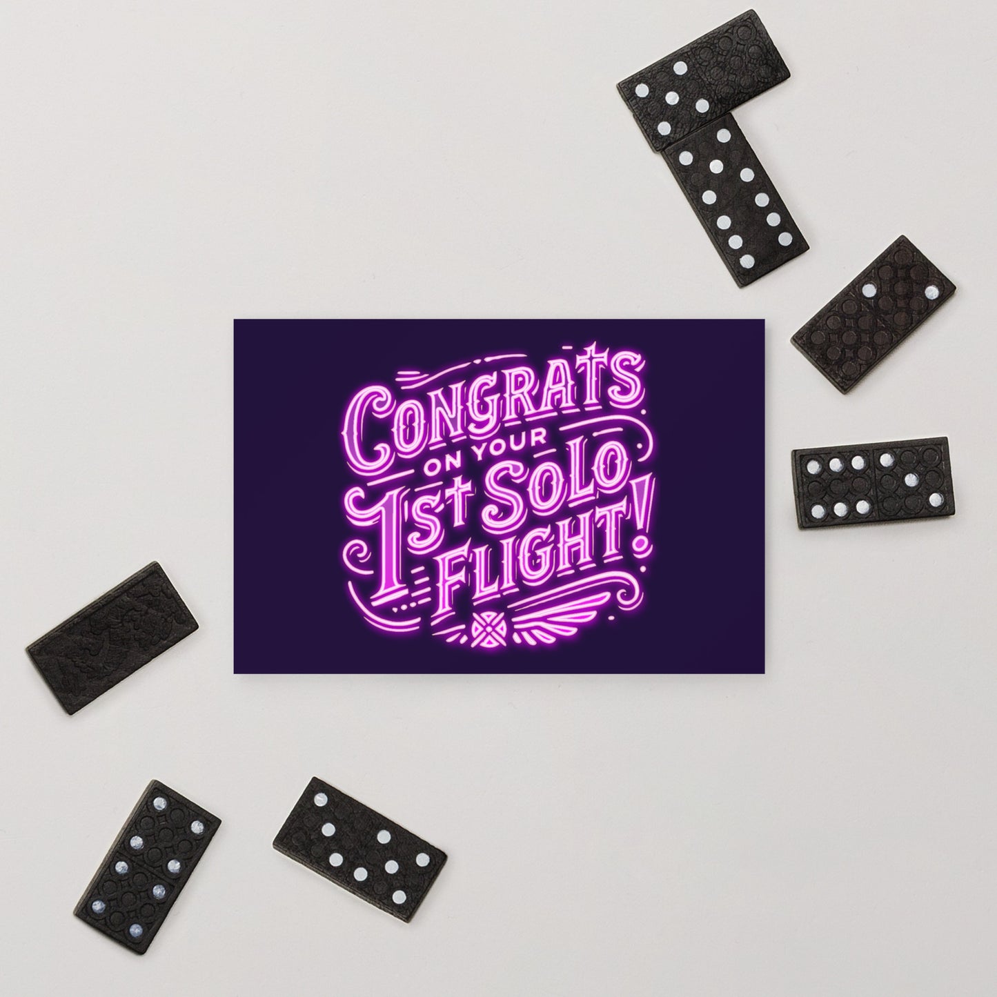 Congrats on your 1st Solo Flight! postcard (neon pink)