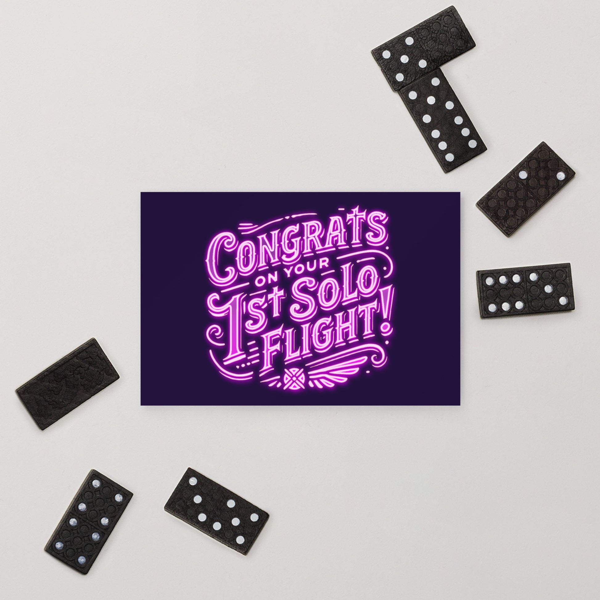 Congrats on your 1st Solo Flight! postcard (neon pink)