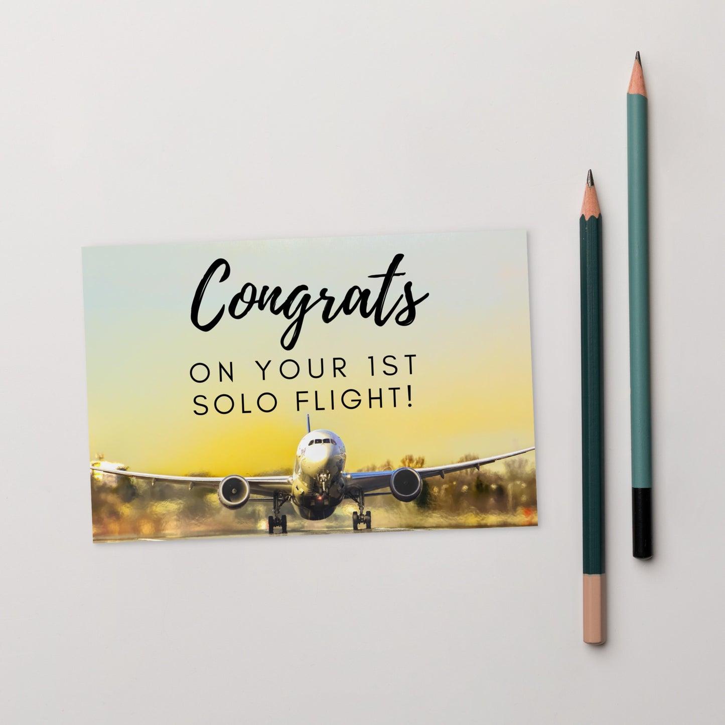 Congrats on your 1st Solo Flight! postcard (jet)