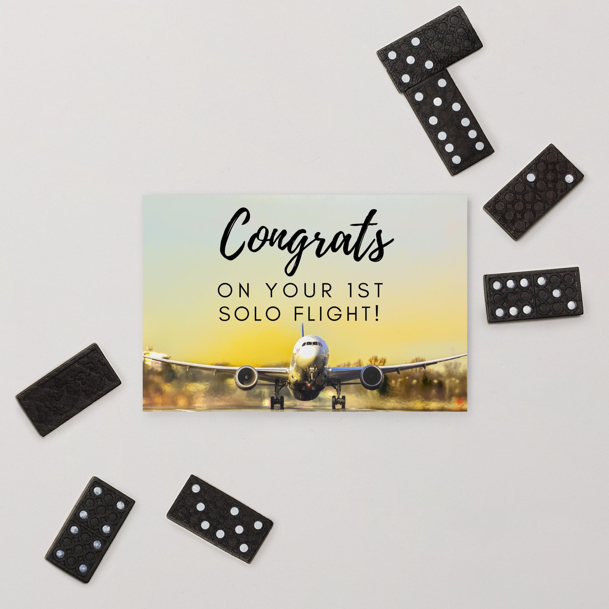 Congrats on your 1st Solo Flight! postcard (jet)