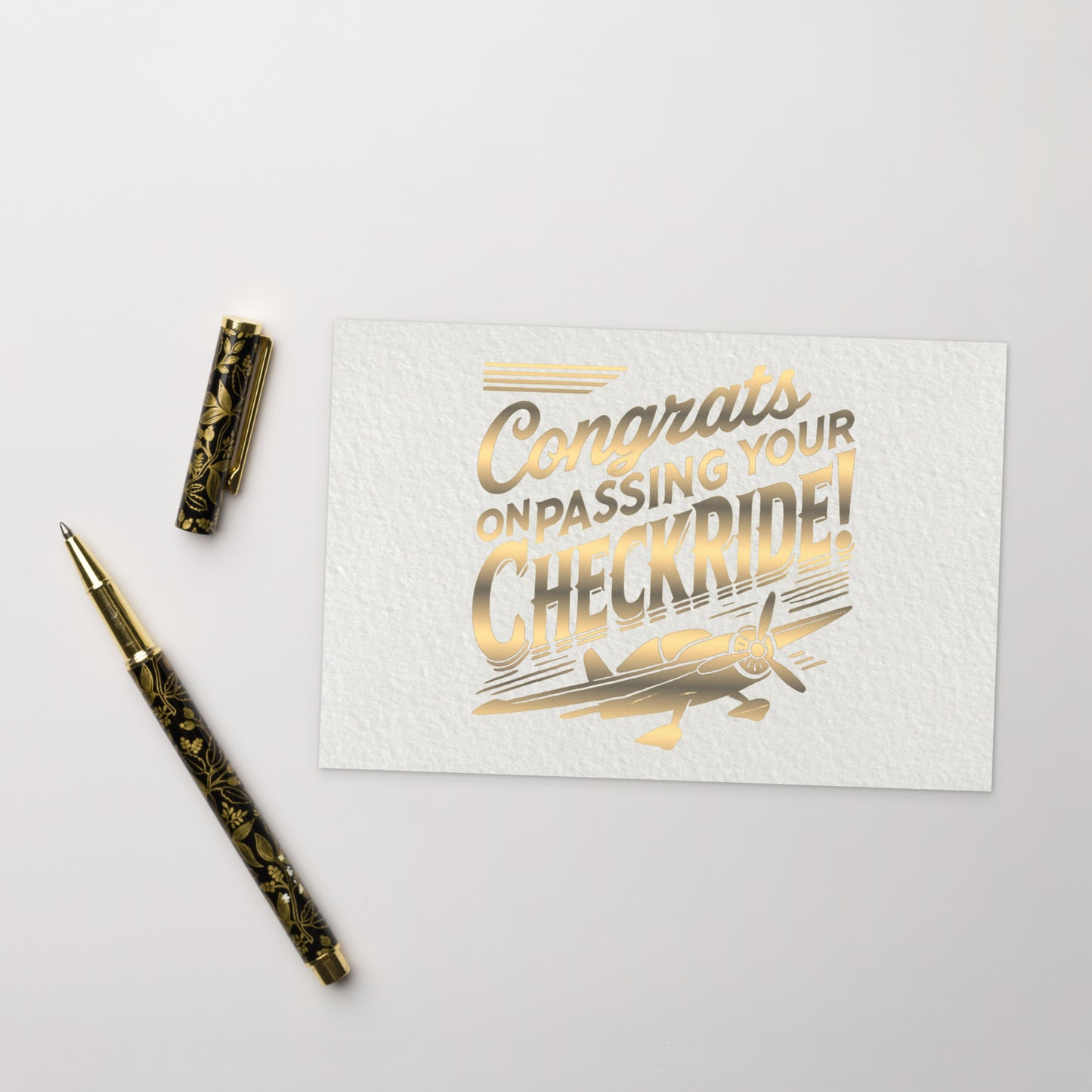 Congrats on passing your checkride! postcard (v1. gold)