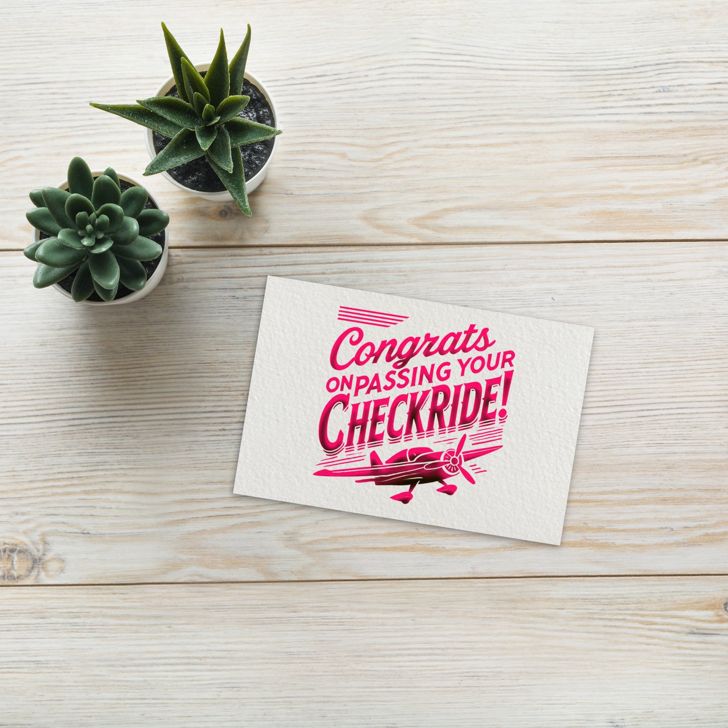 Congrats on passing your checkride! postcard (v1. pink)