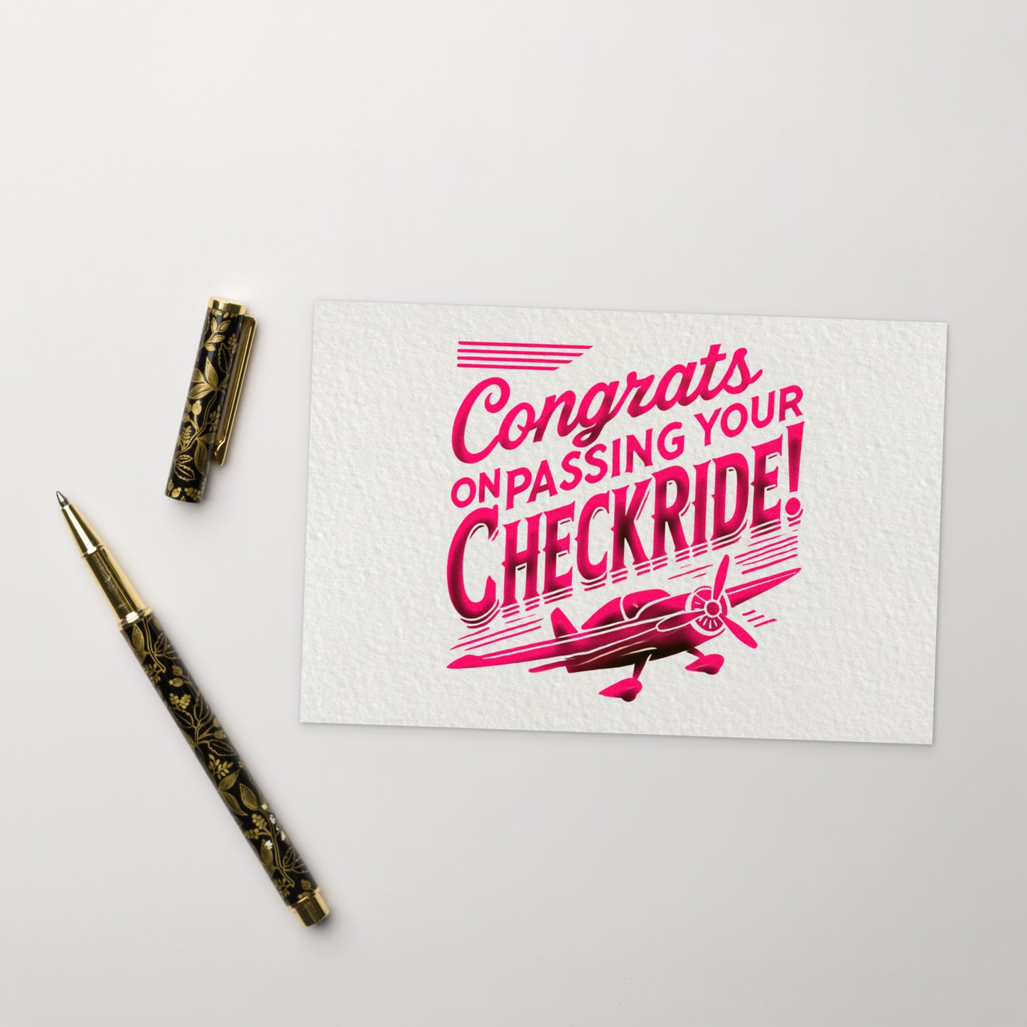 Congrats on passing your checkride! postcard (v1. pink)