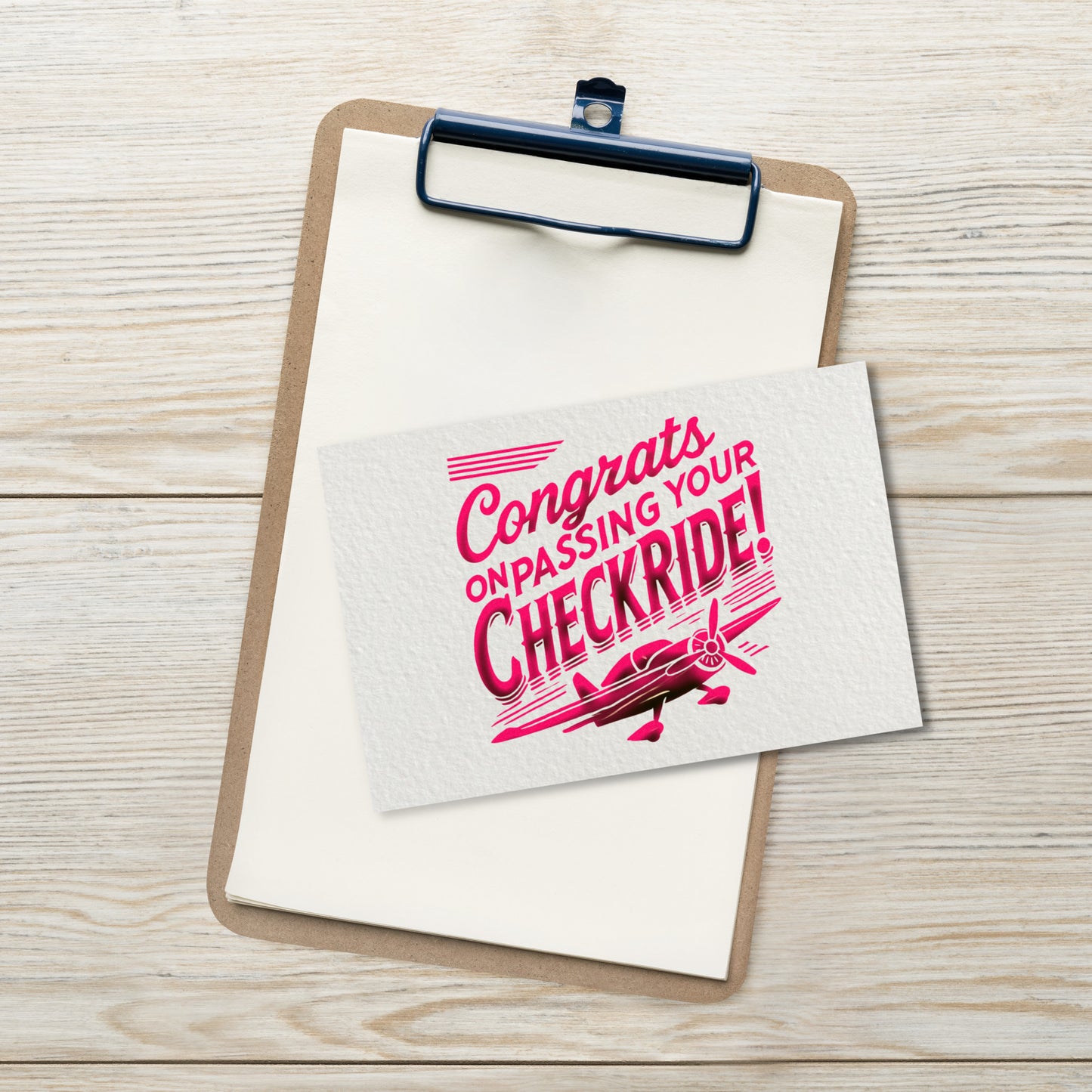 Congrats on passing your checkride! postcard (v1. pink)