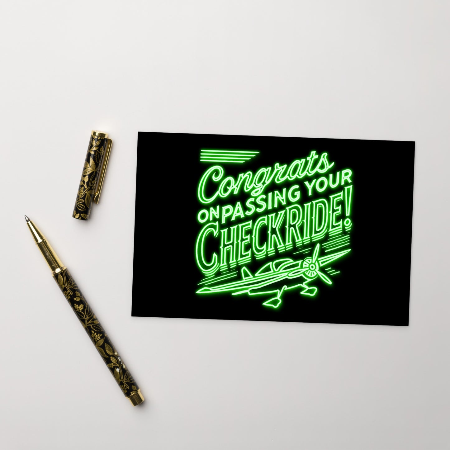 Congrats on passing your checkride! postcard (v1. green)