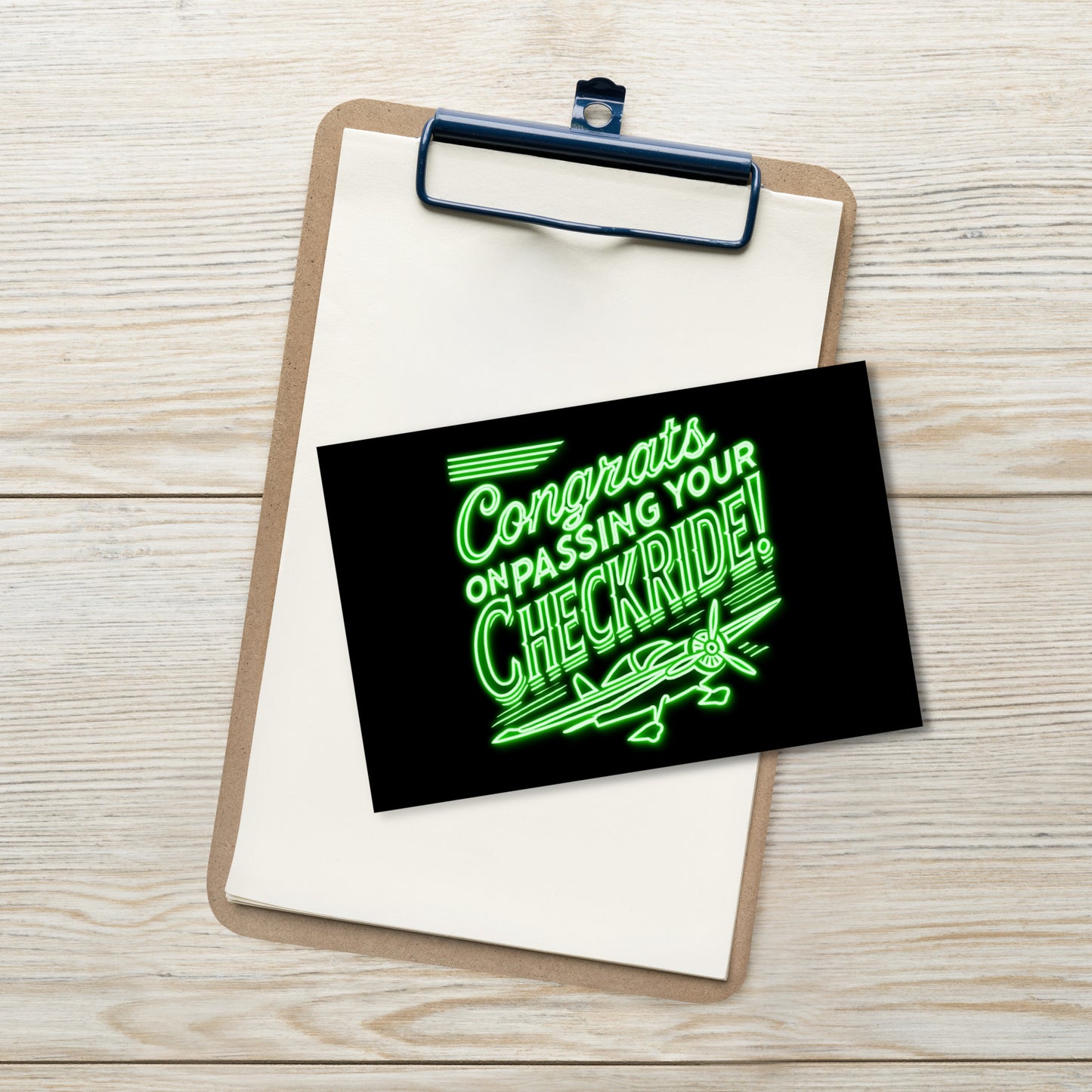 Congrats on passing your checkride! postcard (v1. green)