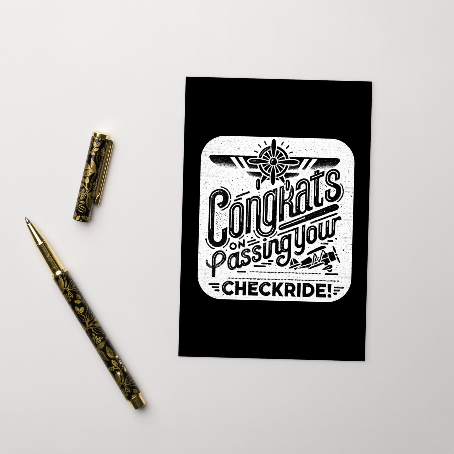 Congrats on passing your checkride! postcard (v2. black)