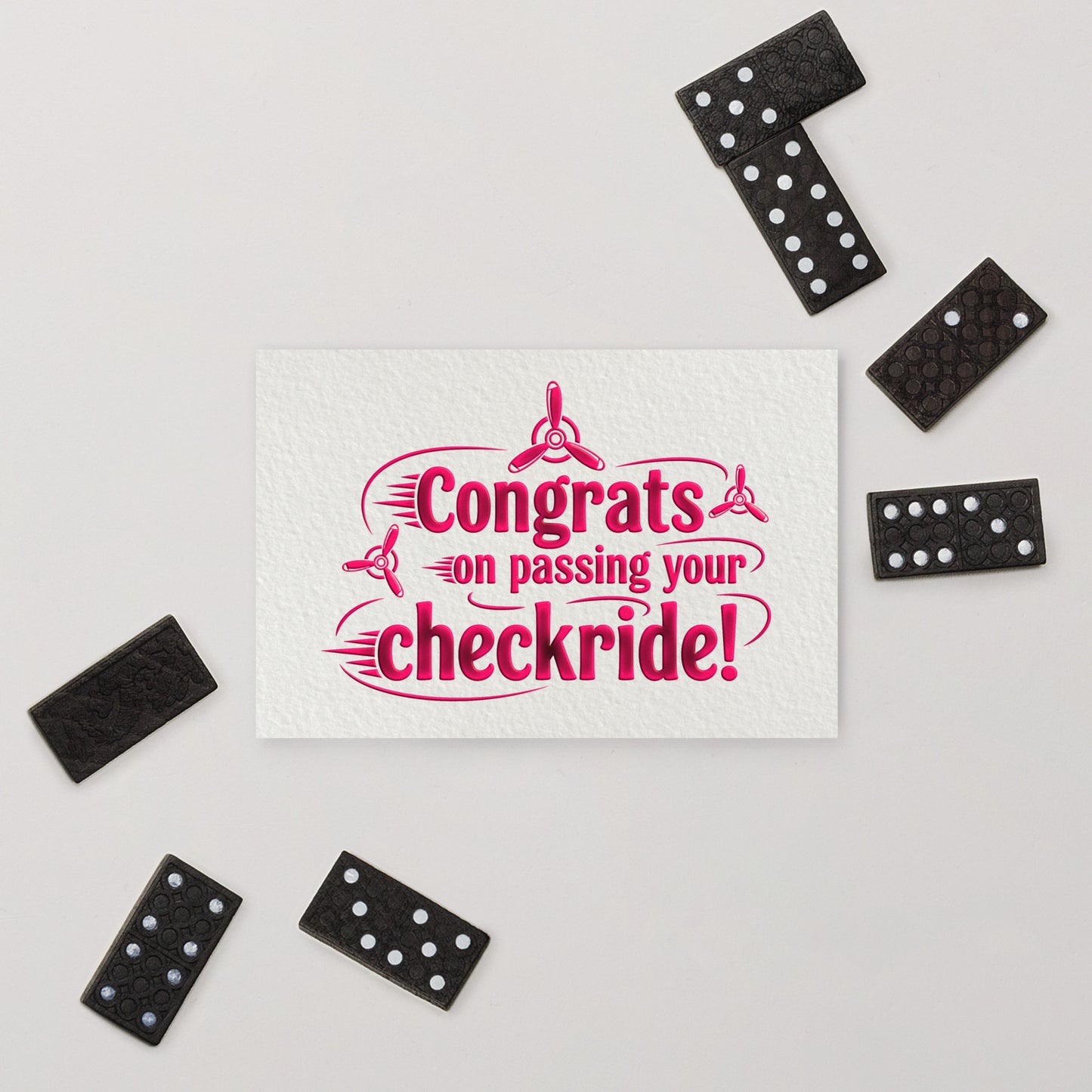 Congrats on passing your checkride! postcard (v3. pink)