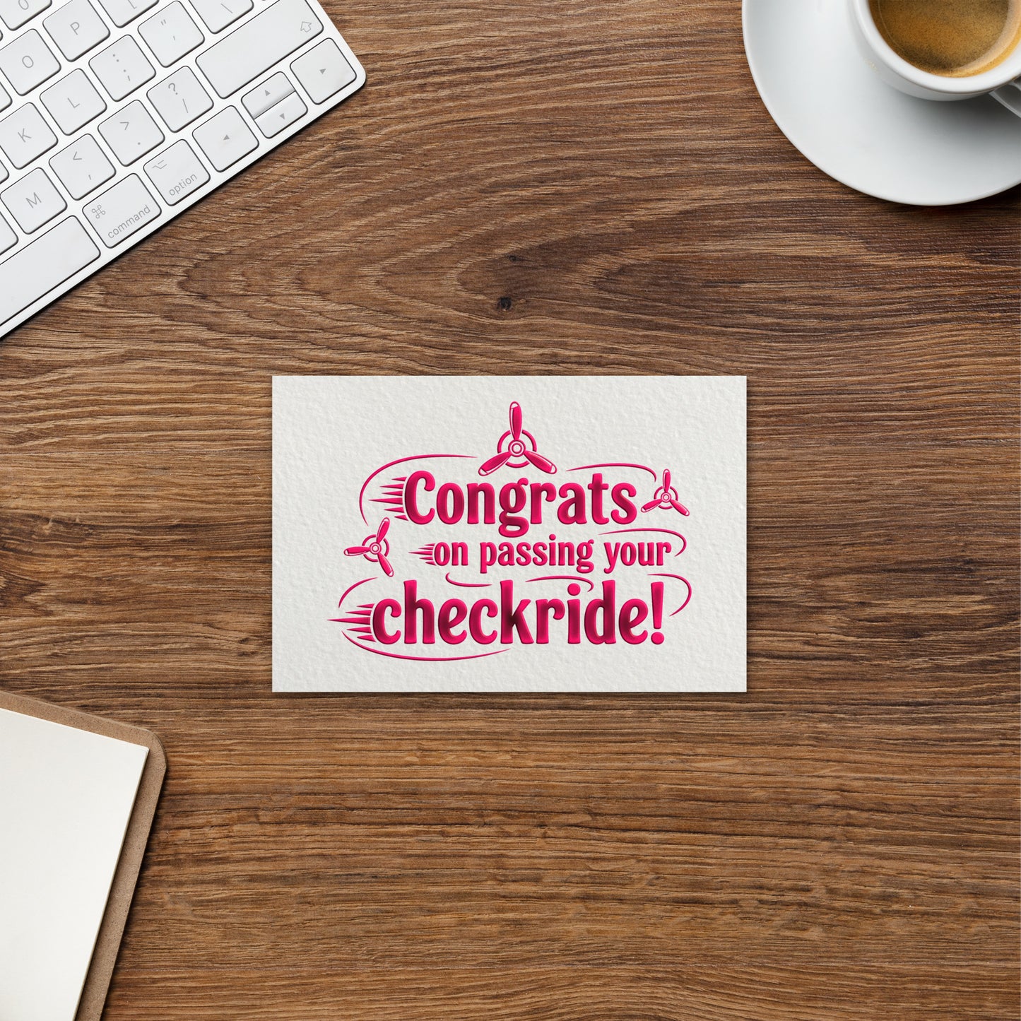 Congrats on passing your checkride! postcard (v3. pink)