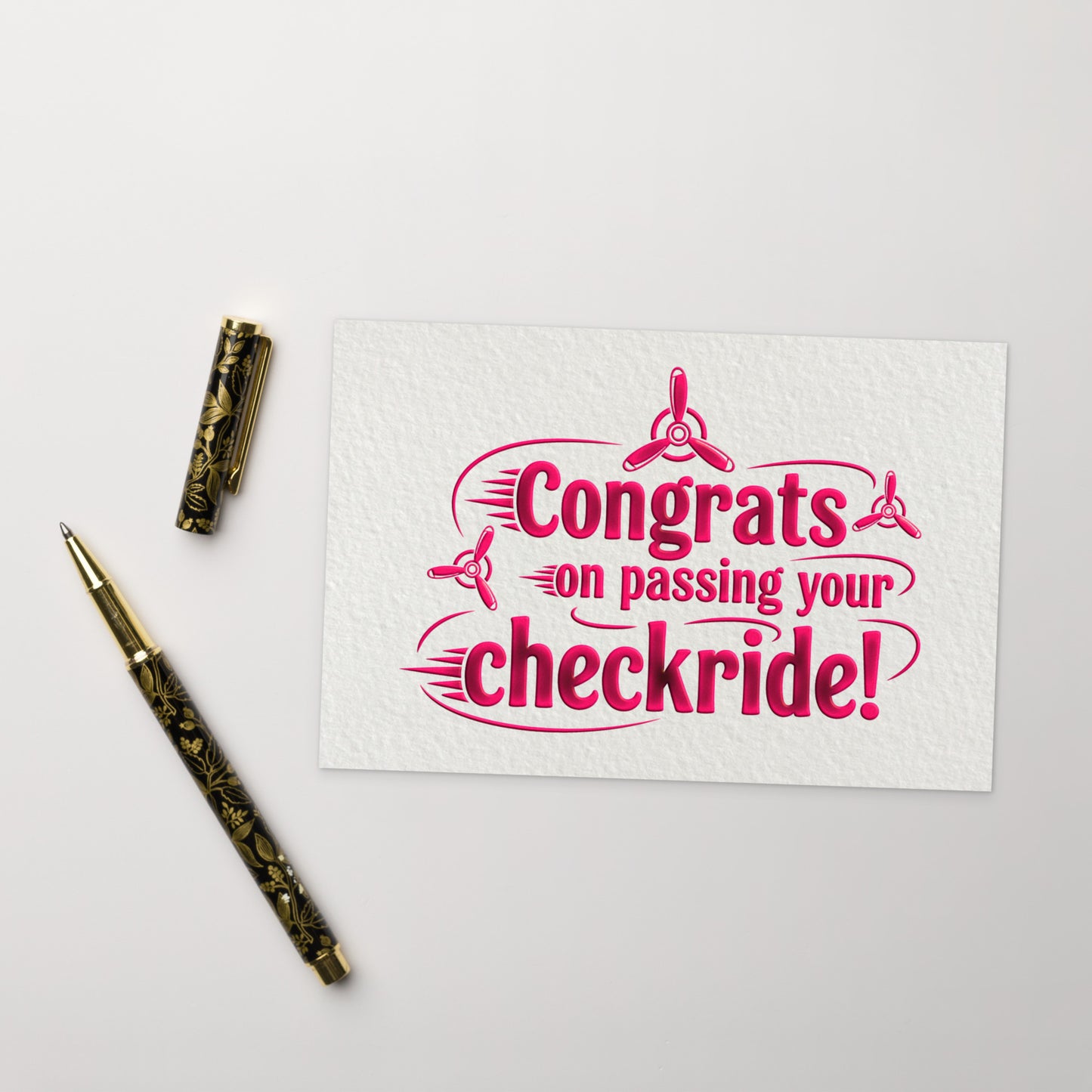 Congrats on passing your checkride! postcard (v3. pink)