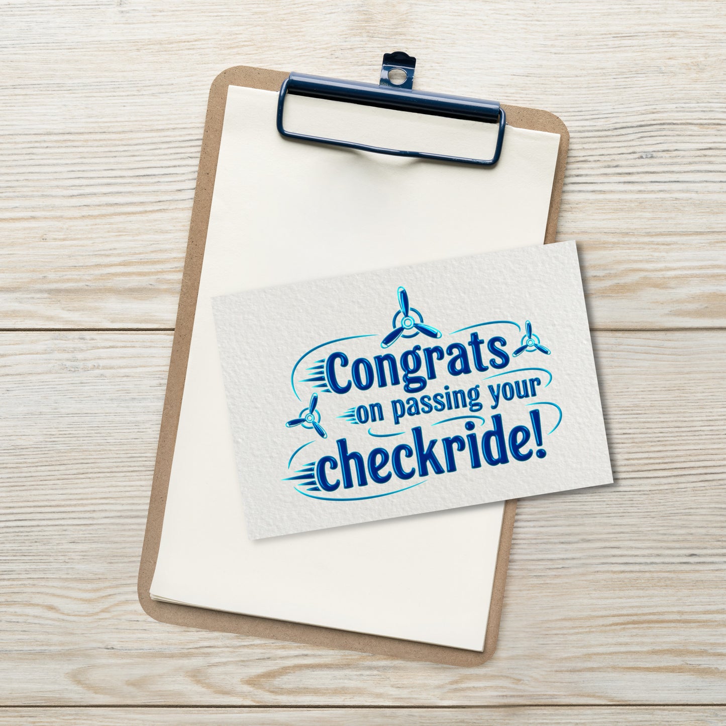 Congrats on passing your checkride! postcard (v3. blue)