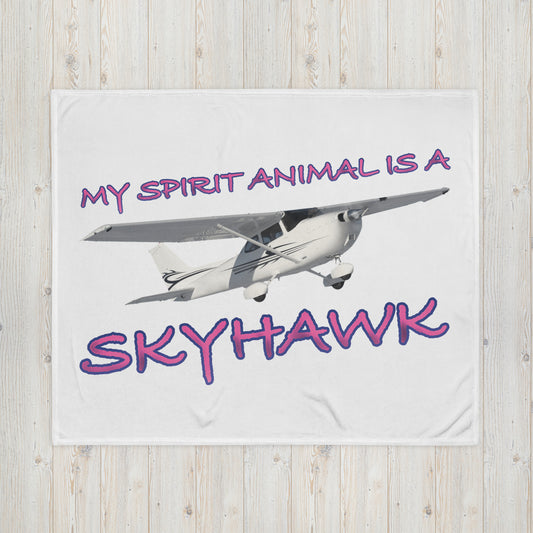 My Spirit Animal is a Skyhawk throw blanket (pink)