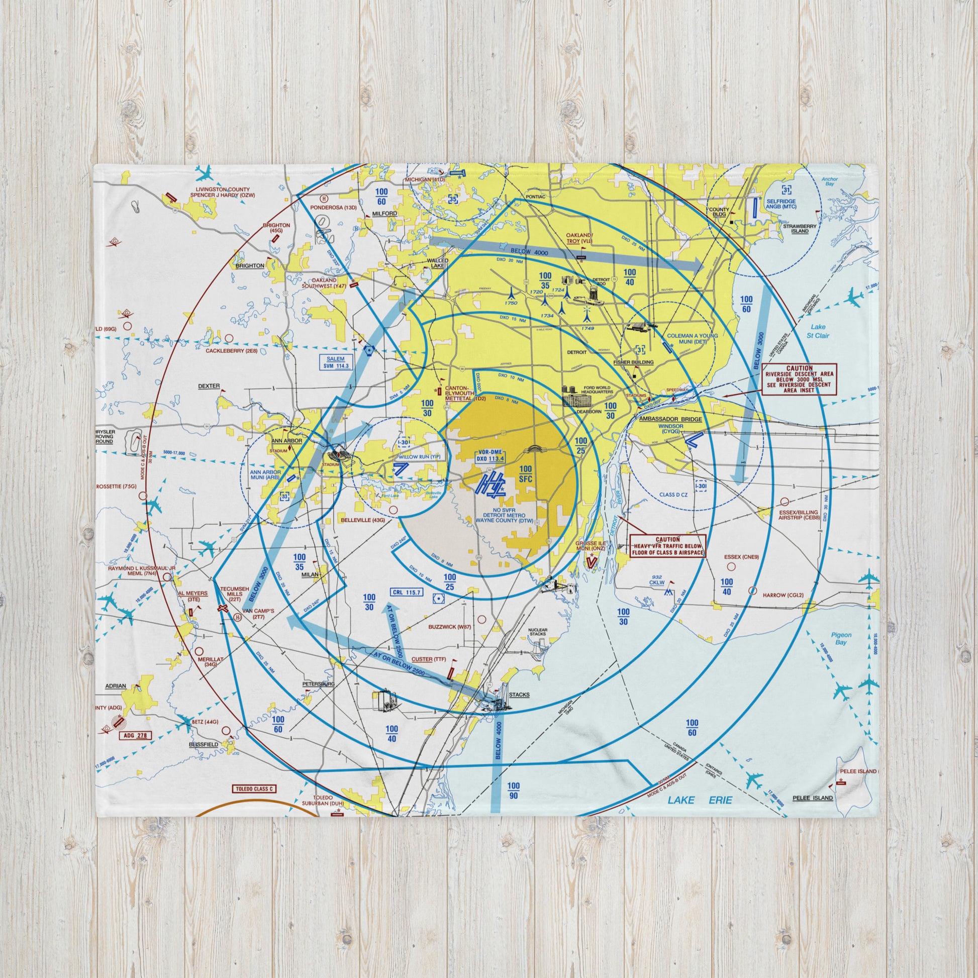 Detroit Flyway Chart throw blanket