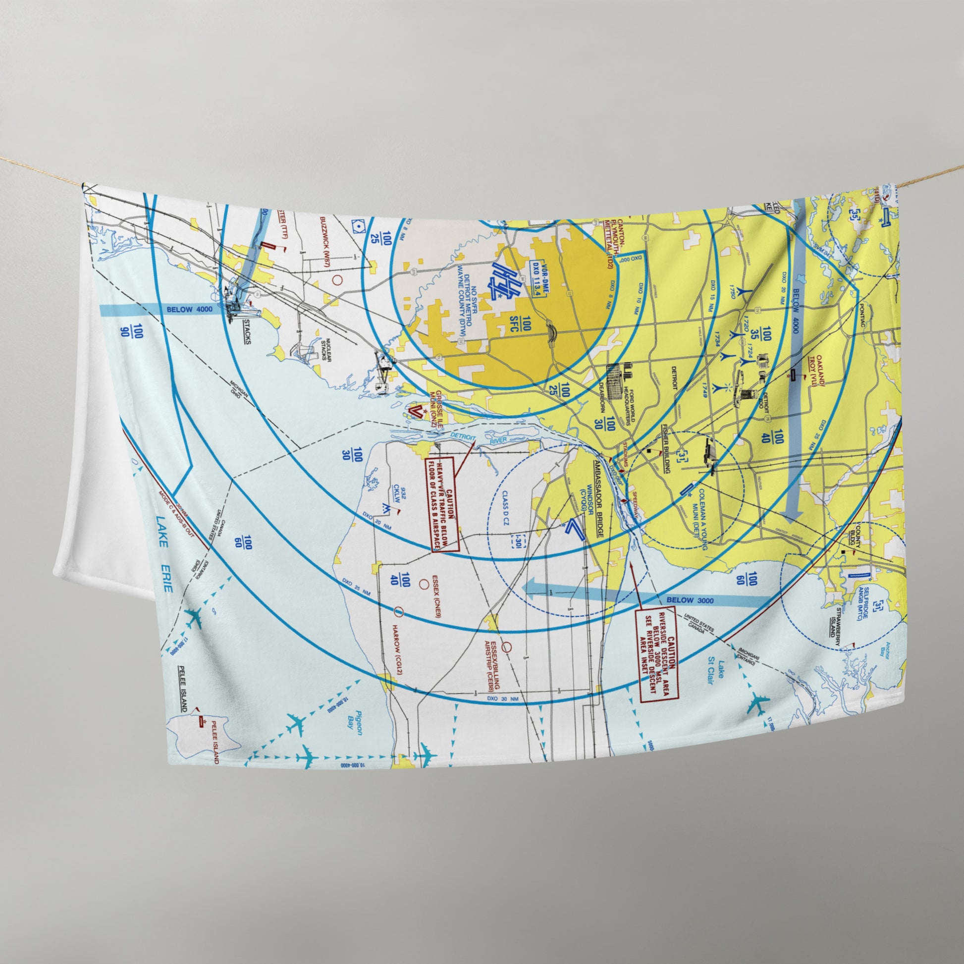 Detroit Flyway Chart throw blanket