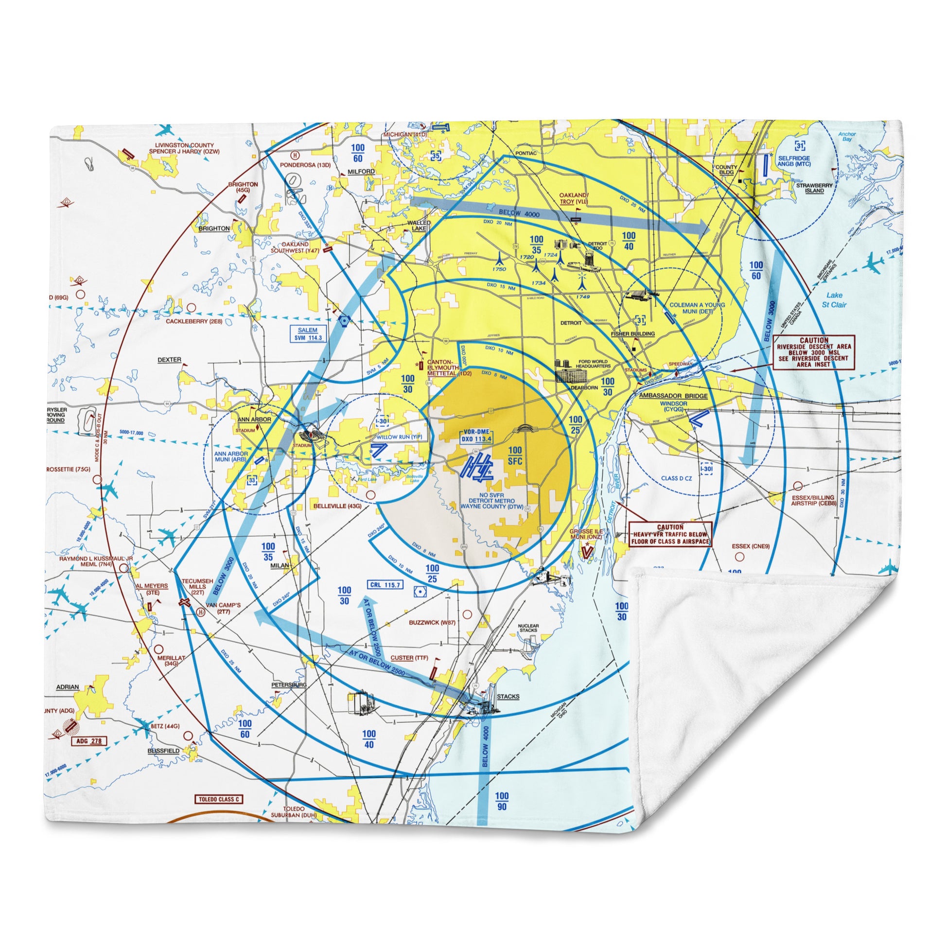 Detroit Flyway Chart throw blanket