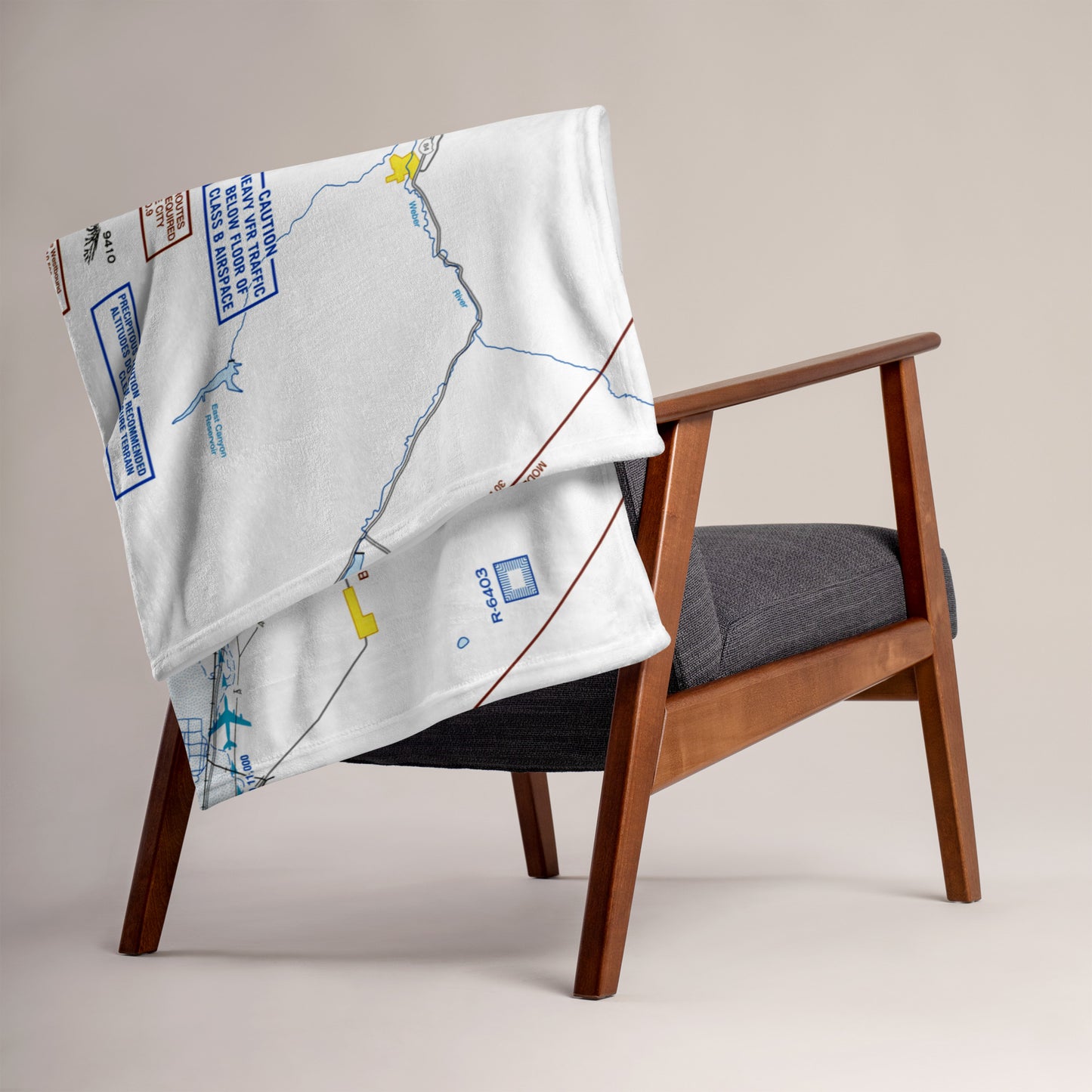 Salt Lake City Flyway Chart throw blanket