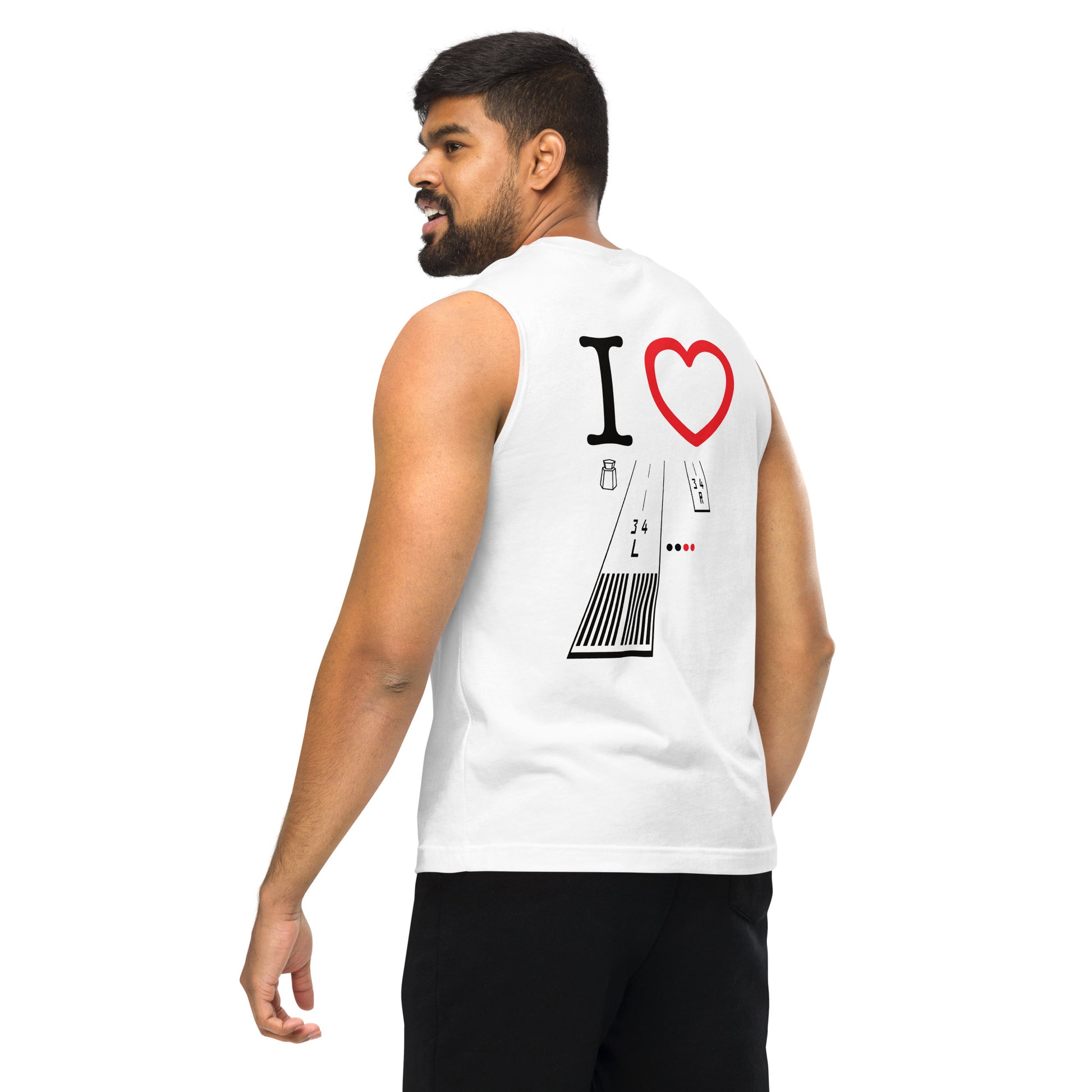 Van Nuys Airport Runways 16L - 16R / 34L - 34R Muscle Shirt (white)