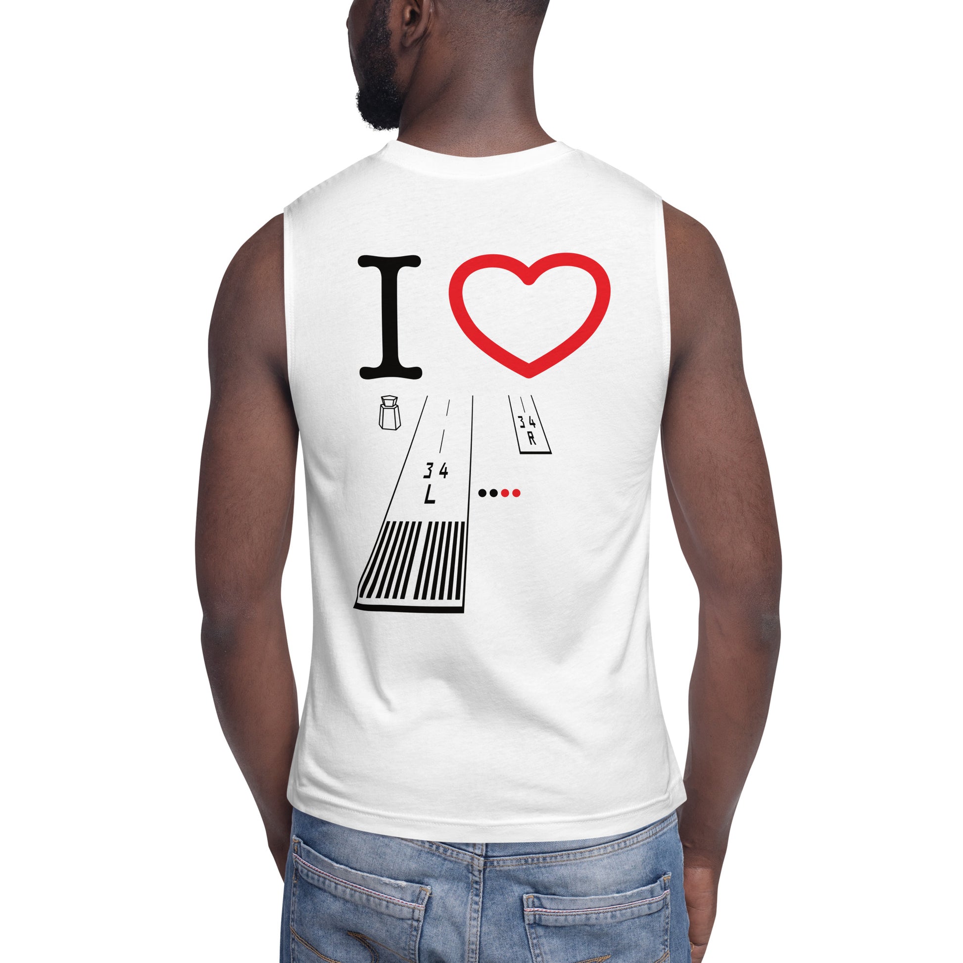 Van Nuys Airport Runways 16L - 16R / 34L - 34R Muscle Shirt (white)