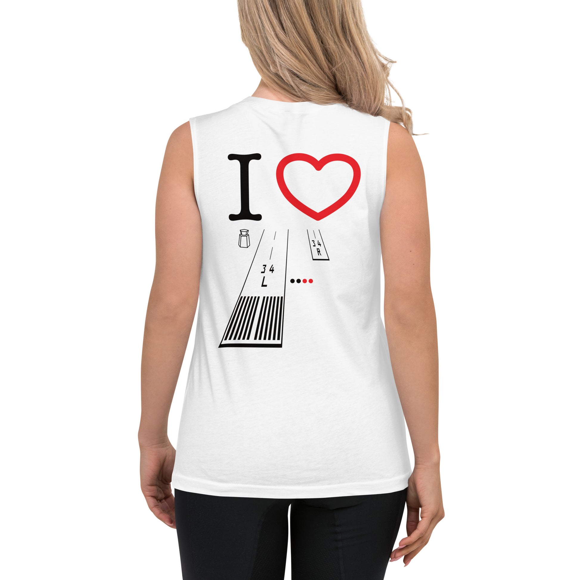 Van Nuys Airport Runways 16L - 16R / 34L - 34R Muscle Shirt (white)