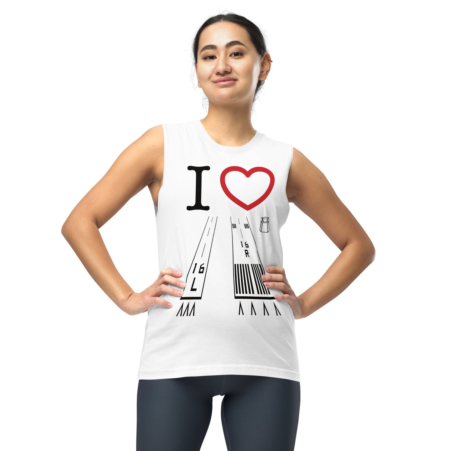 Van Nuys Airport Runways 16L - 16R / 34L - 34R Muscle Shirt (white)