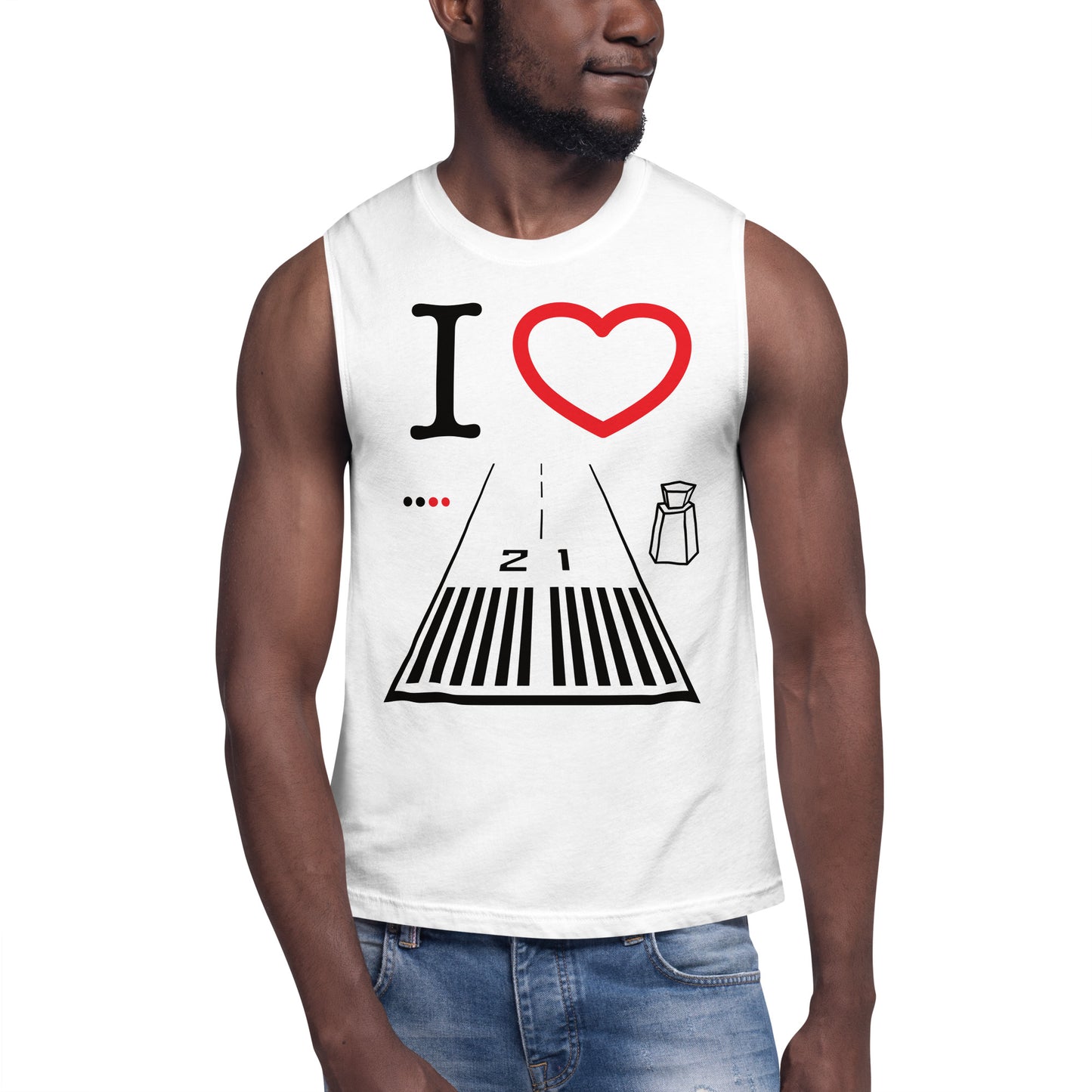 Santa Monica Airport Runway 21 / 3 Muscle Shirt (white)