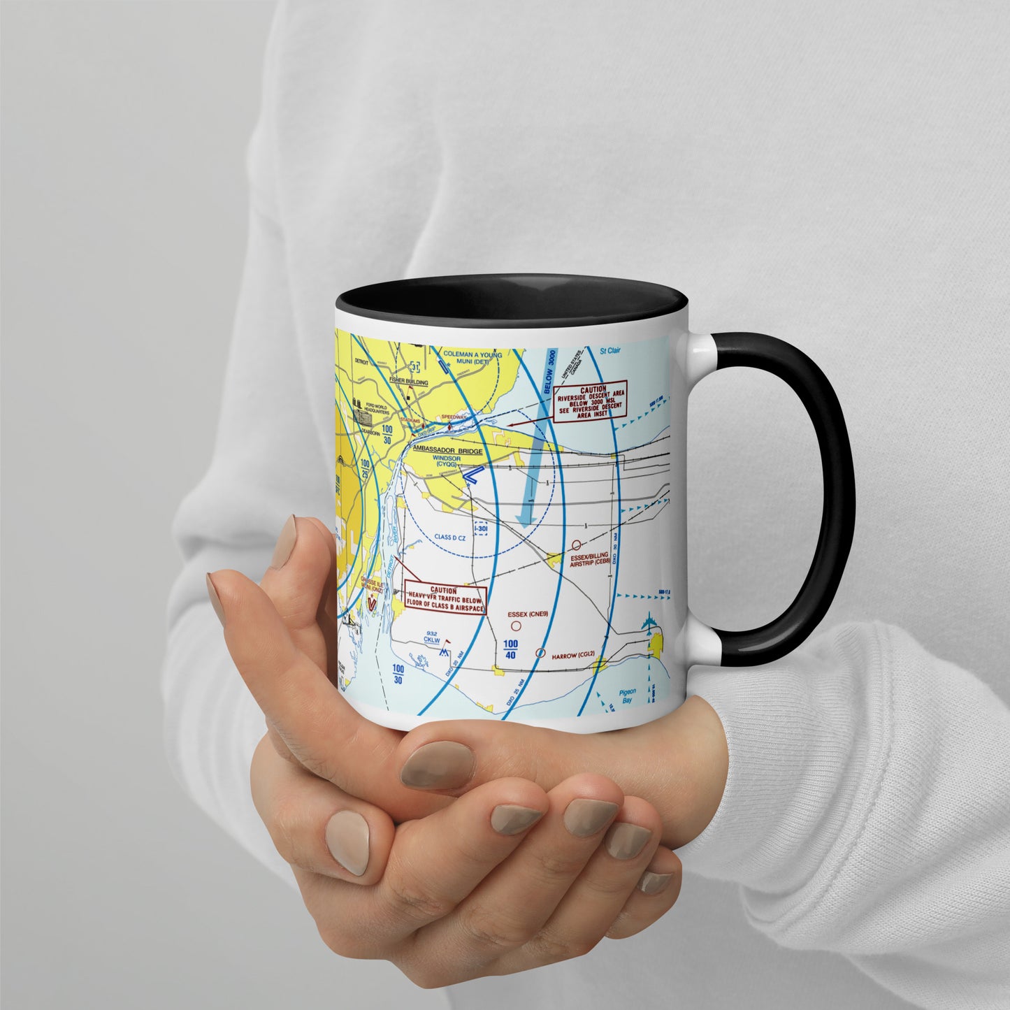 Detroit Flyway Chart mug with color inside