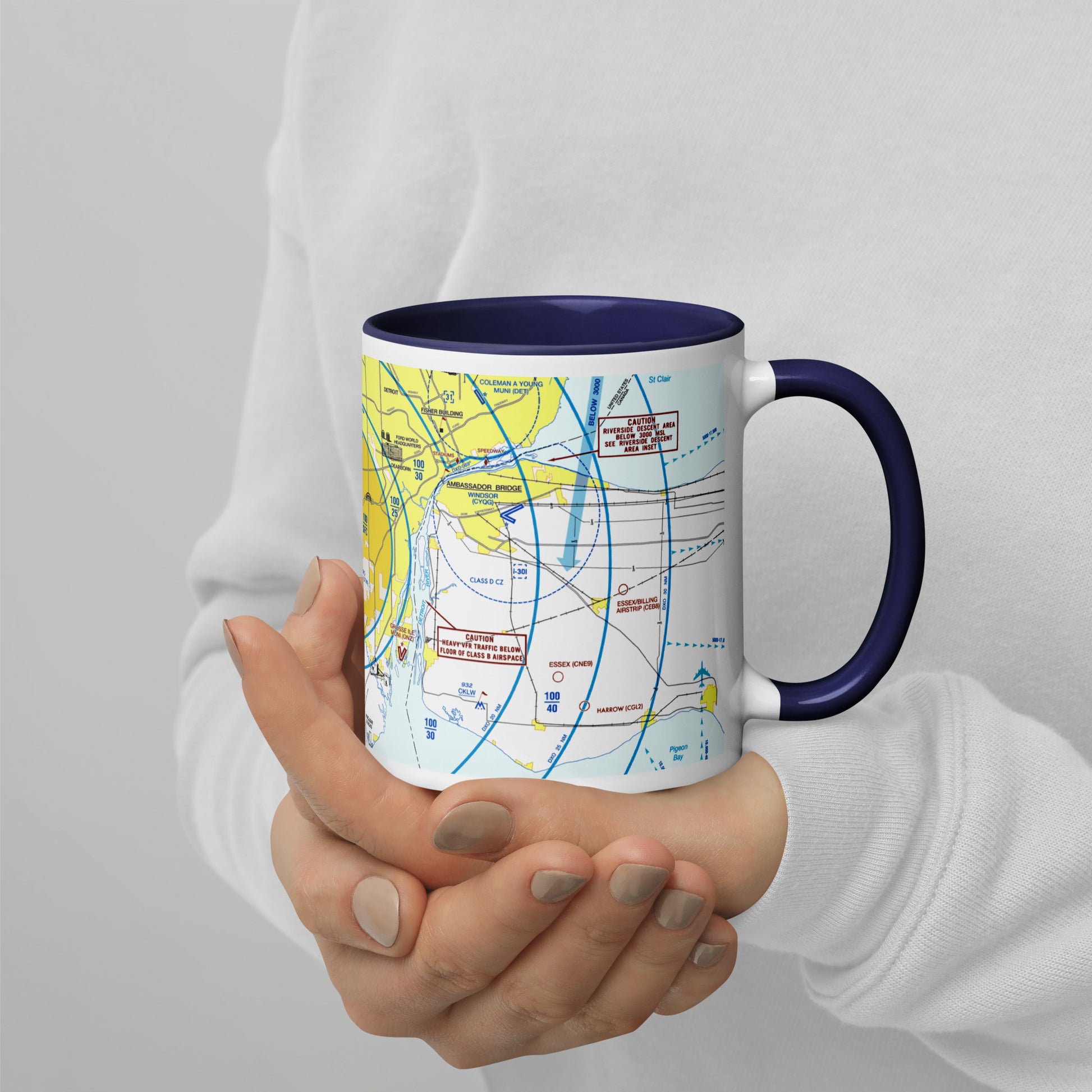 Detroit Flyway Chart mug with color inside