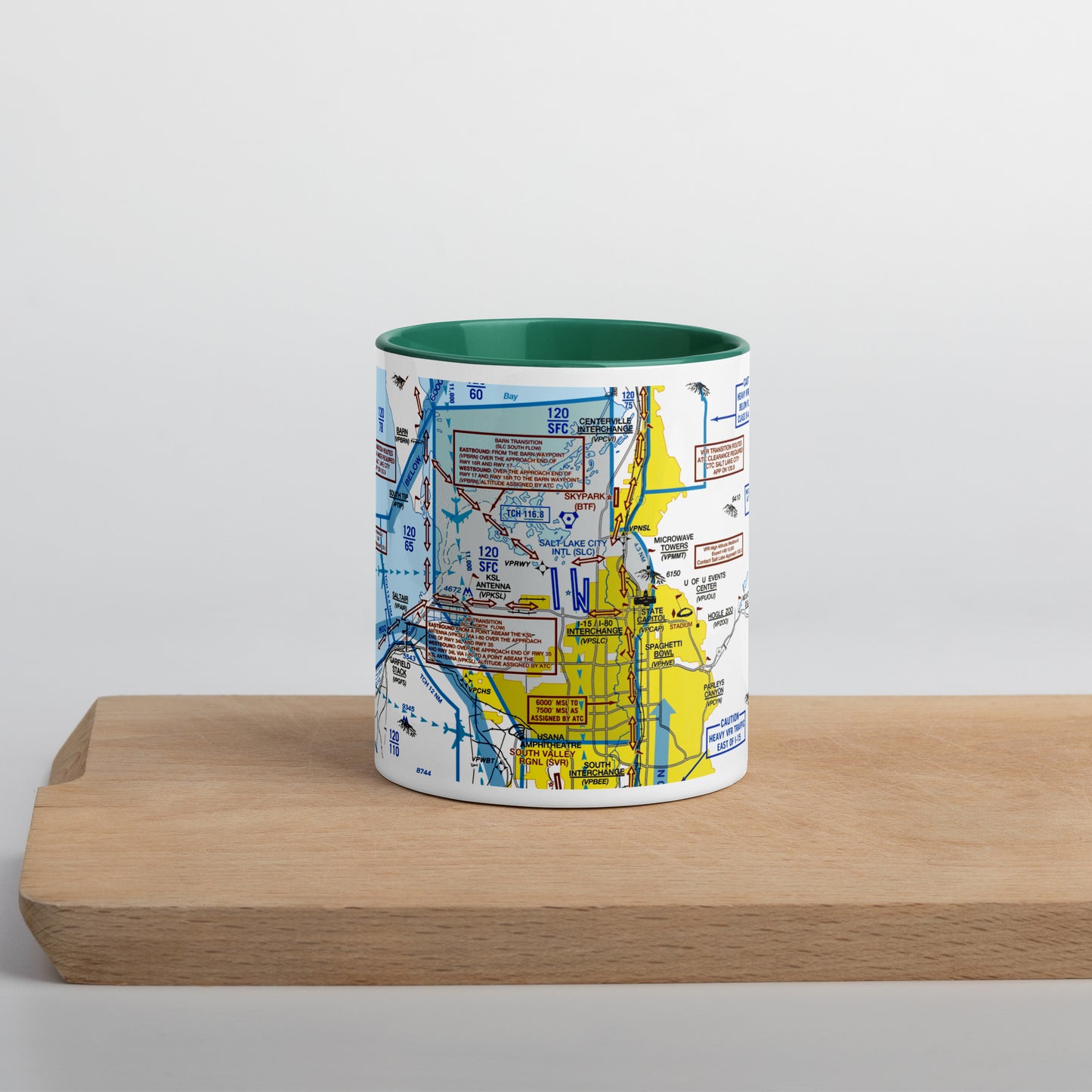Salt Lake City Flyway Chart mug with color inside