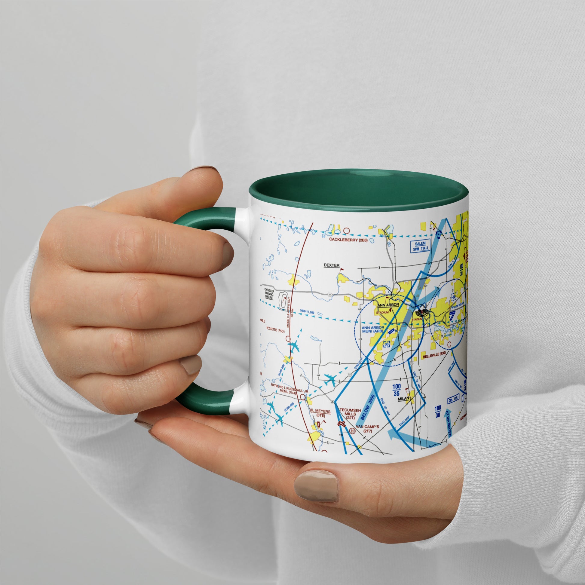 Detroit Flyway Chart mug with color inside