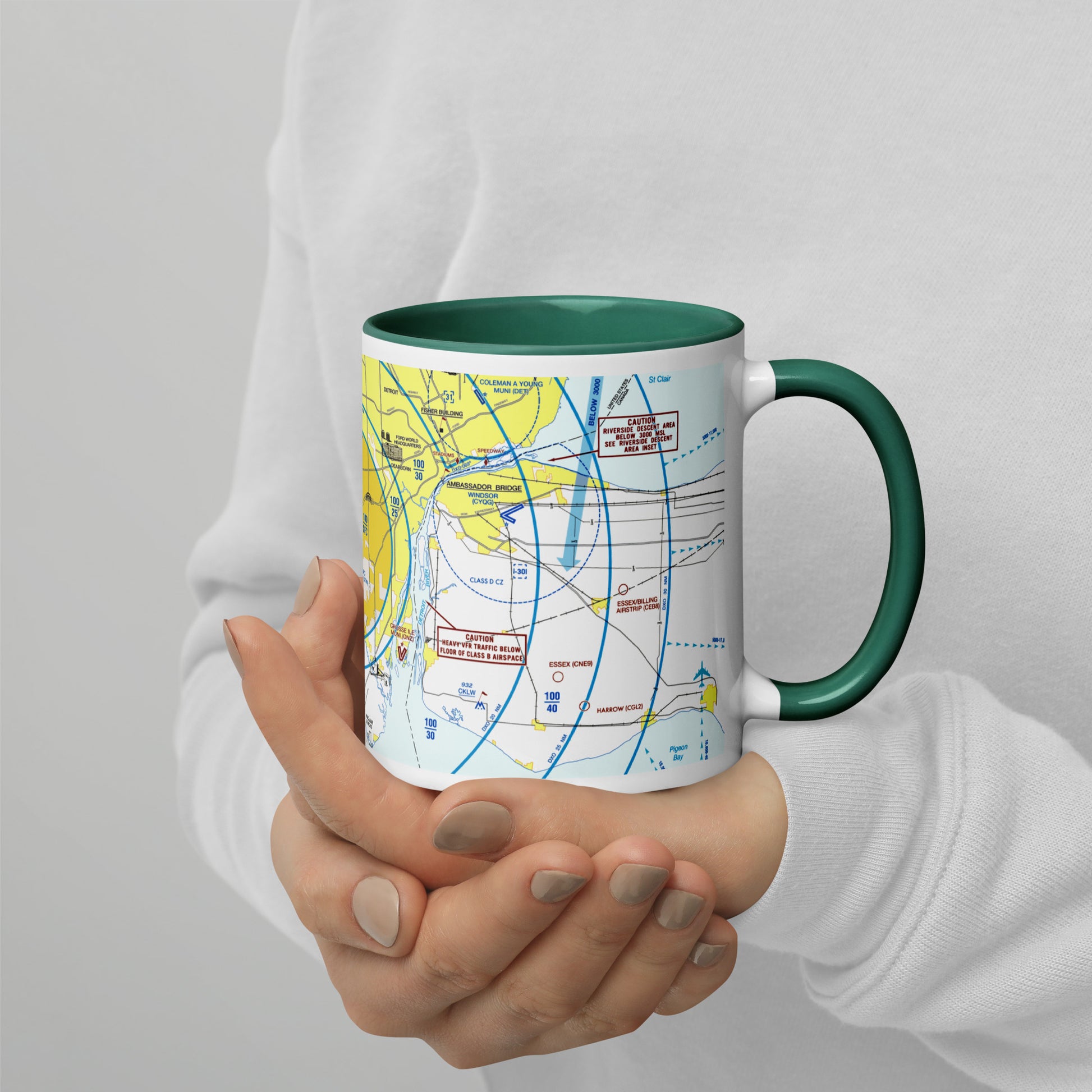Detroit Flyway Chart mug with color inside