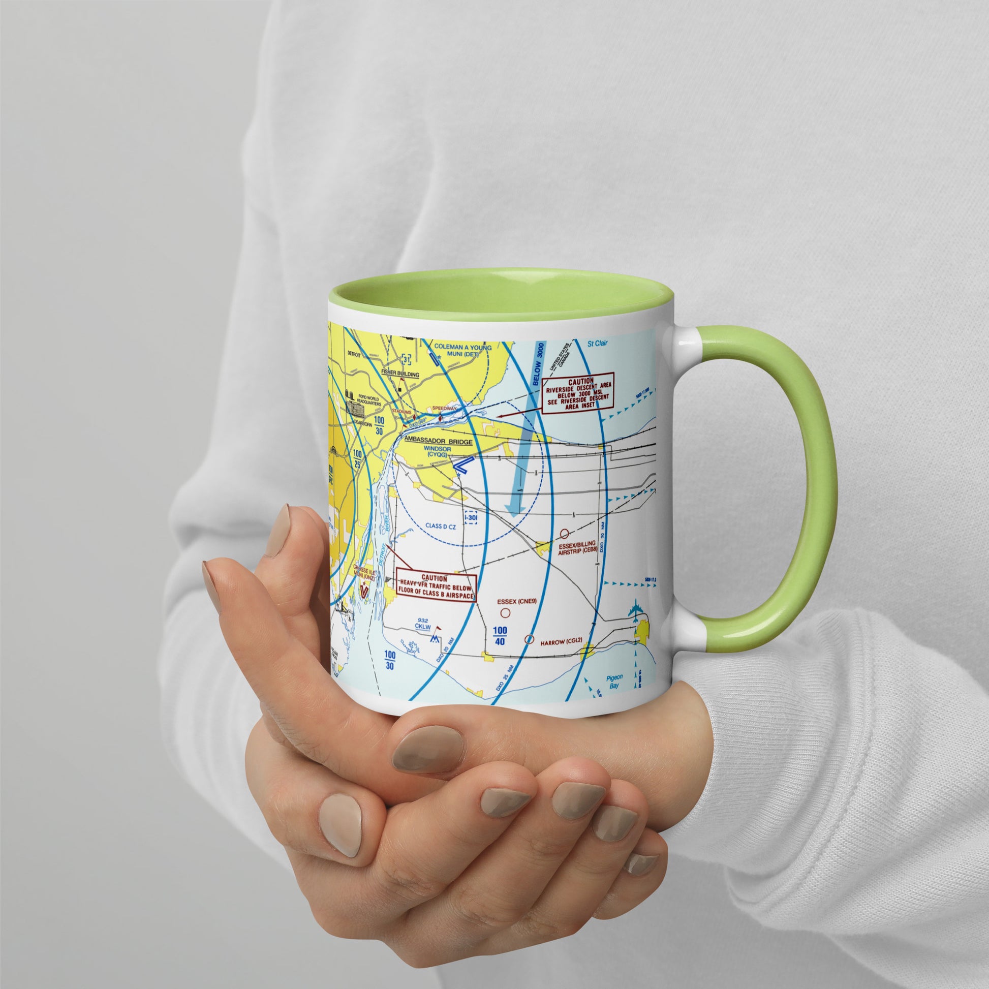 Detroit Flyway Chart mug with color inside