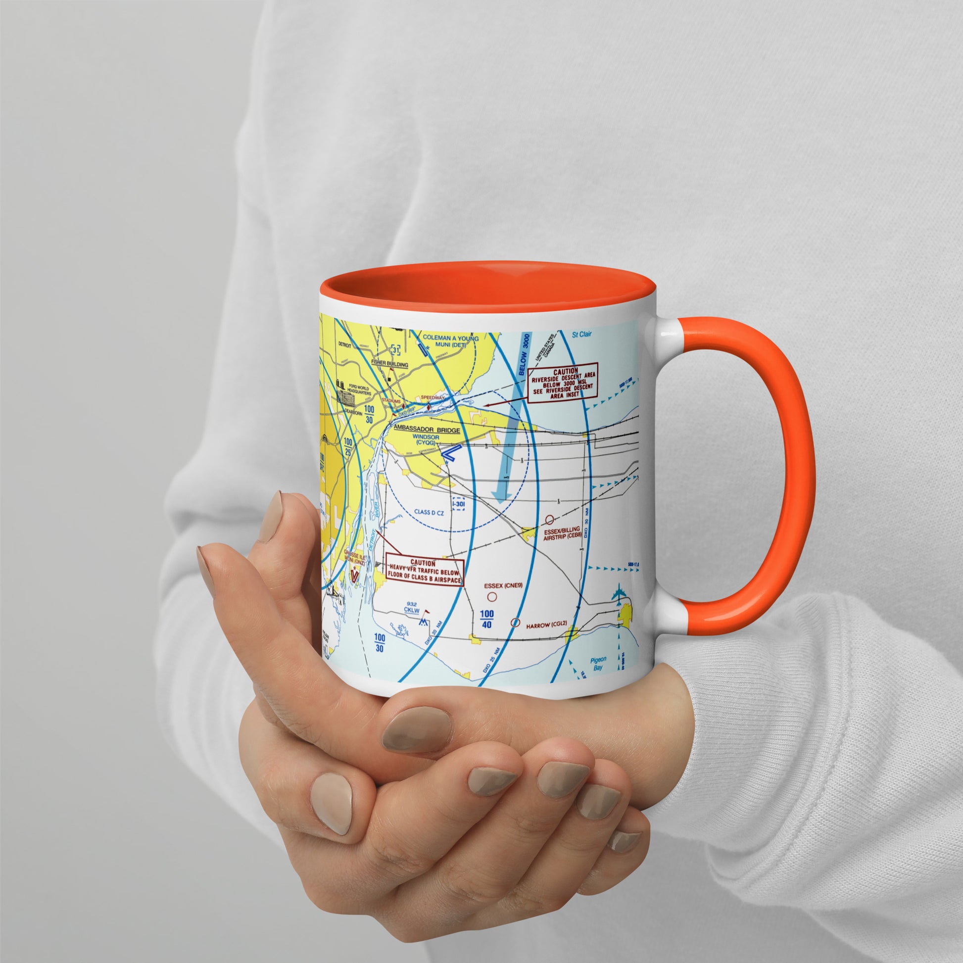 Detroit Flyway Chart mug with color inside