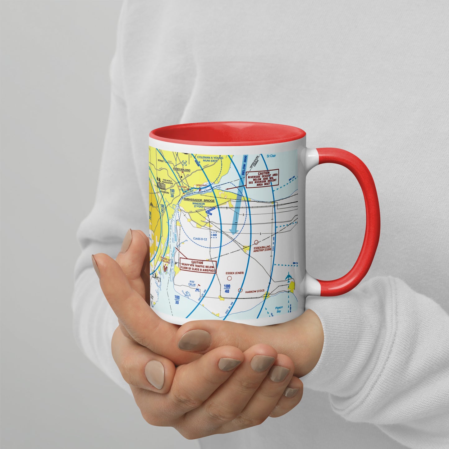 Detroit Flyway Chart mug with color inside