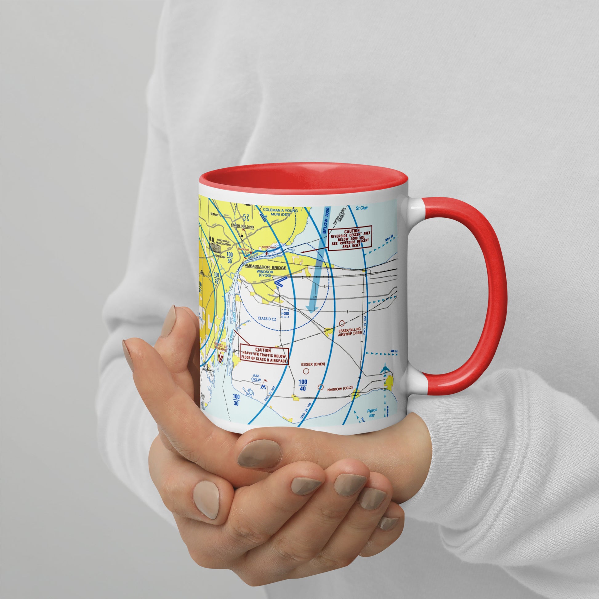 Detroit Flyway Chart mug with color inside