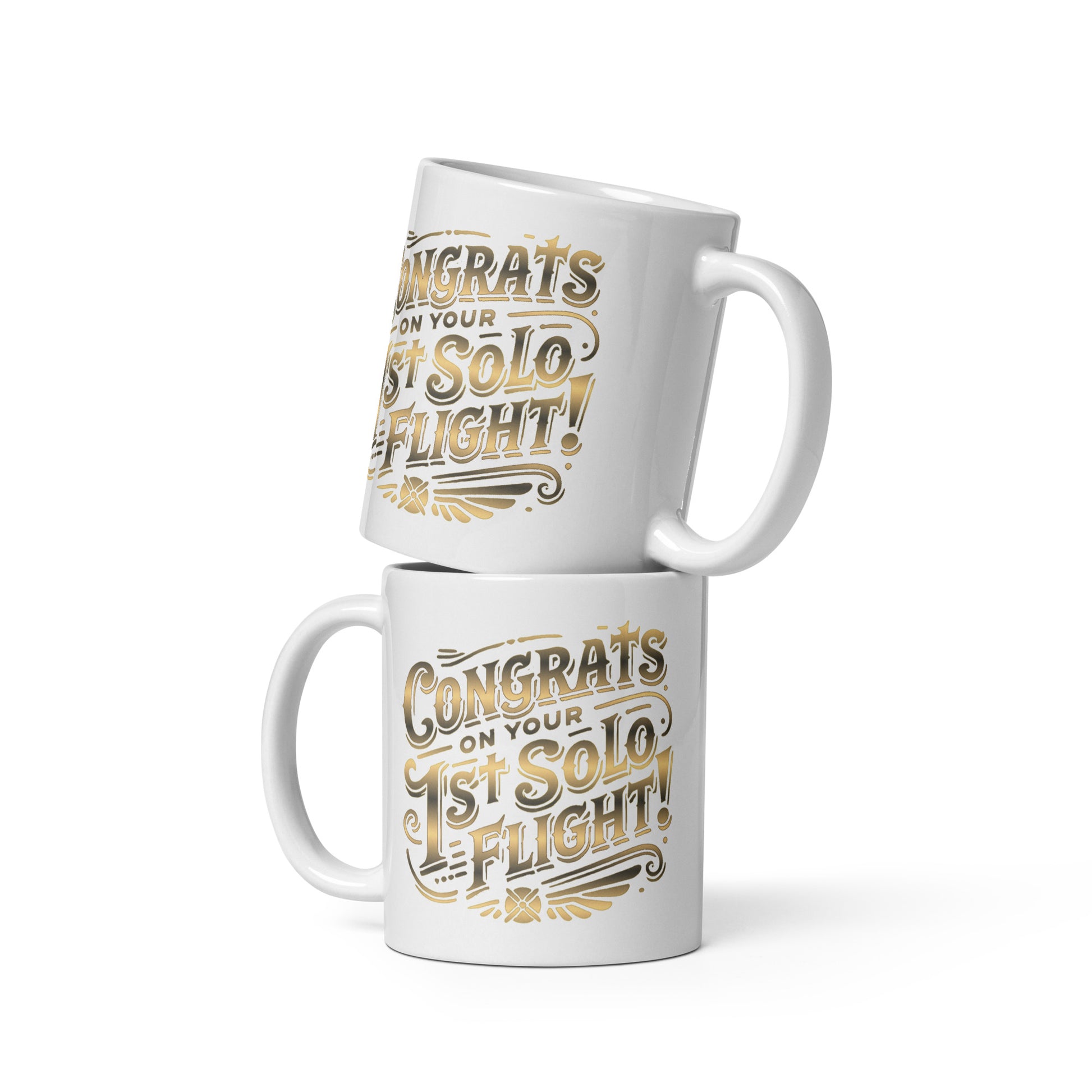 Congrats on your 1st Solo Flight! (gold) mug