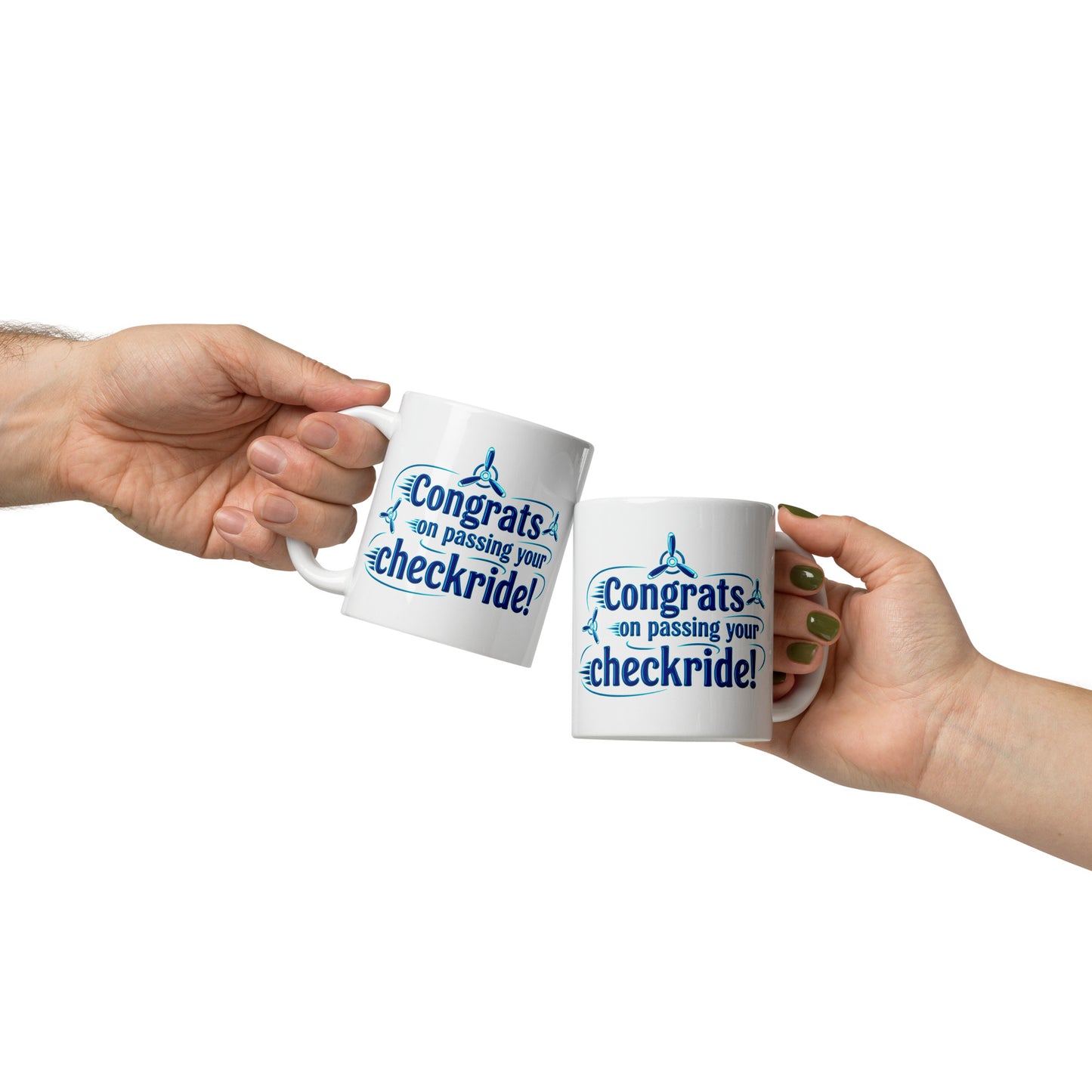 Congrats on passing your checkride! (v3. blue) mug
