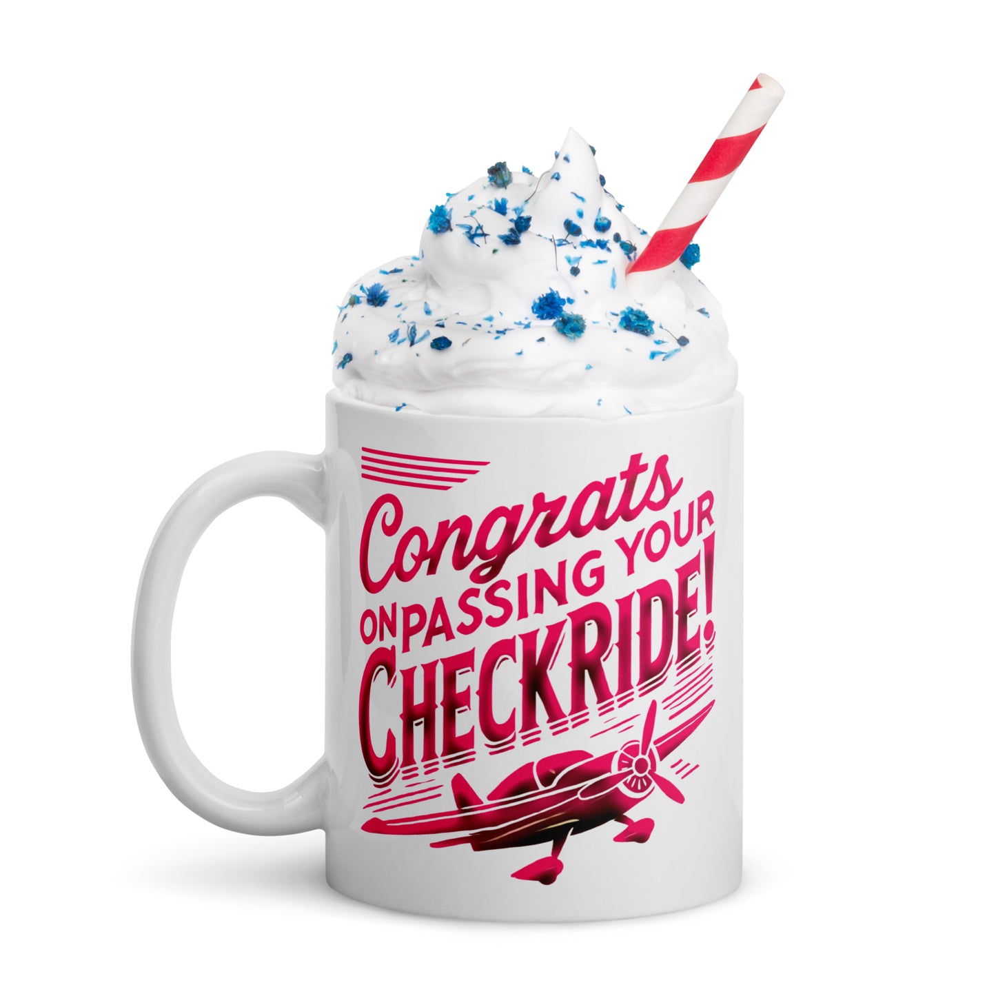 Congrats on passing your checkride! (v1. pink) mug