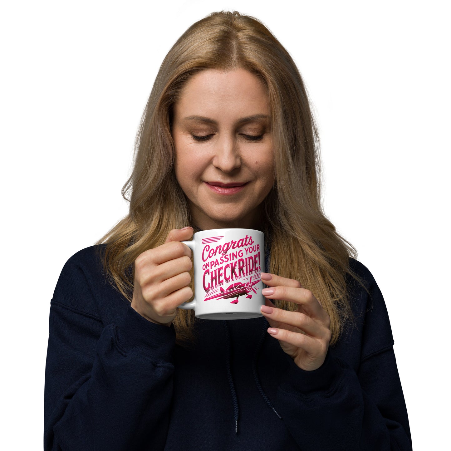 Congrats on passing your checkride! (v1. pink) mug
