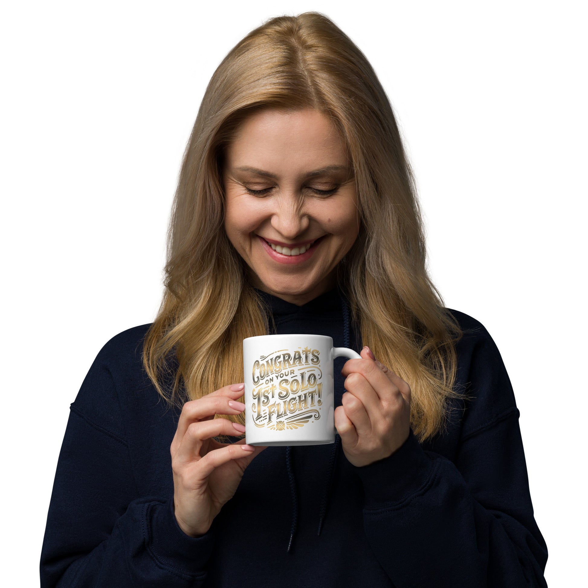 Congrats on your 1st Solo Flight! (gold) mug